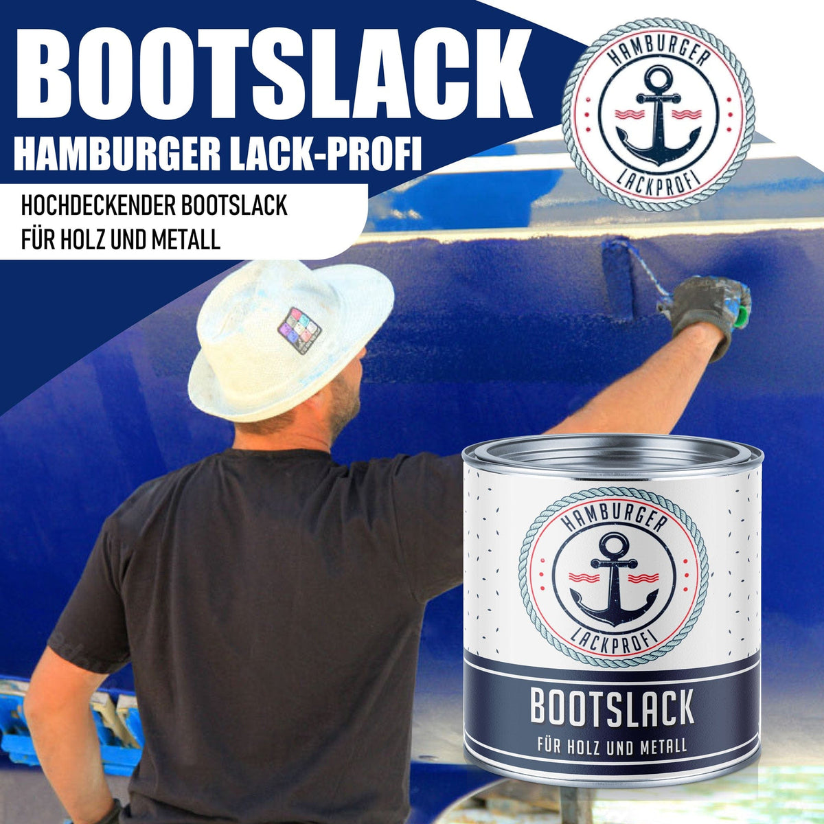 Bootslack Signalschwarz RAL 9004 mit Lackierset (X300) - Hamburger Lack-Profi