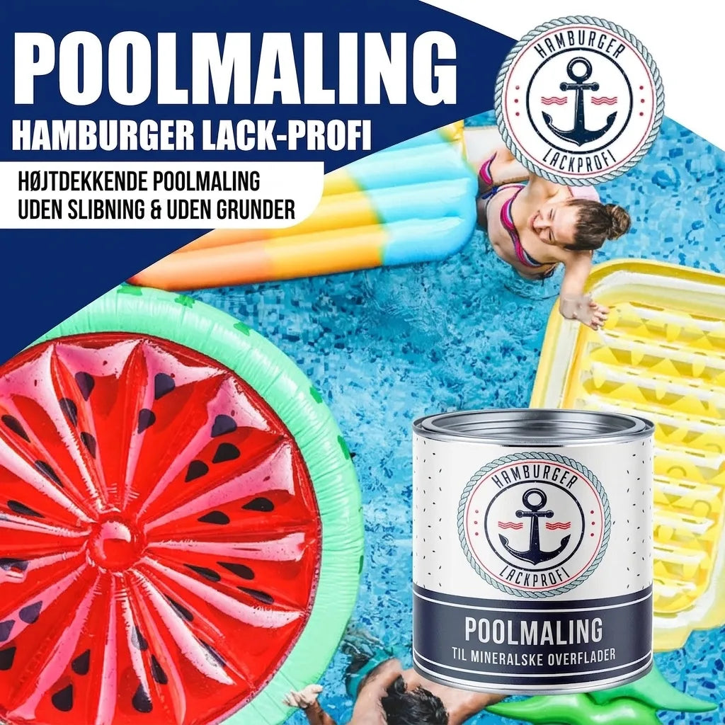 Hamburger Lack-Profi Schwimmbeckenfarbe Poolfarbe in Dahliengelb RAL 1033 mit Lackierset (X300) & Verdünnung (1 L) - 30% Sparangebot
