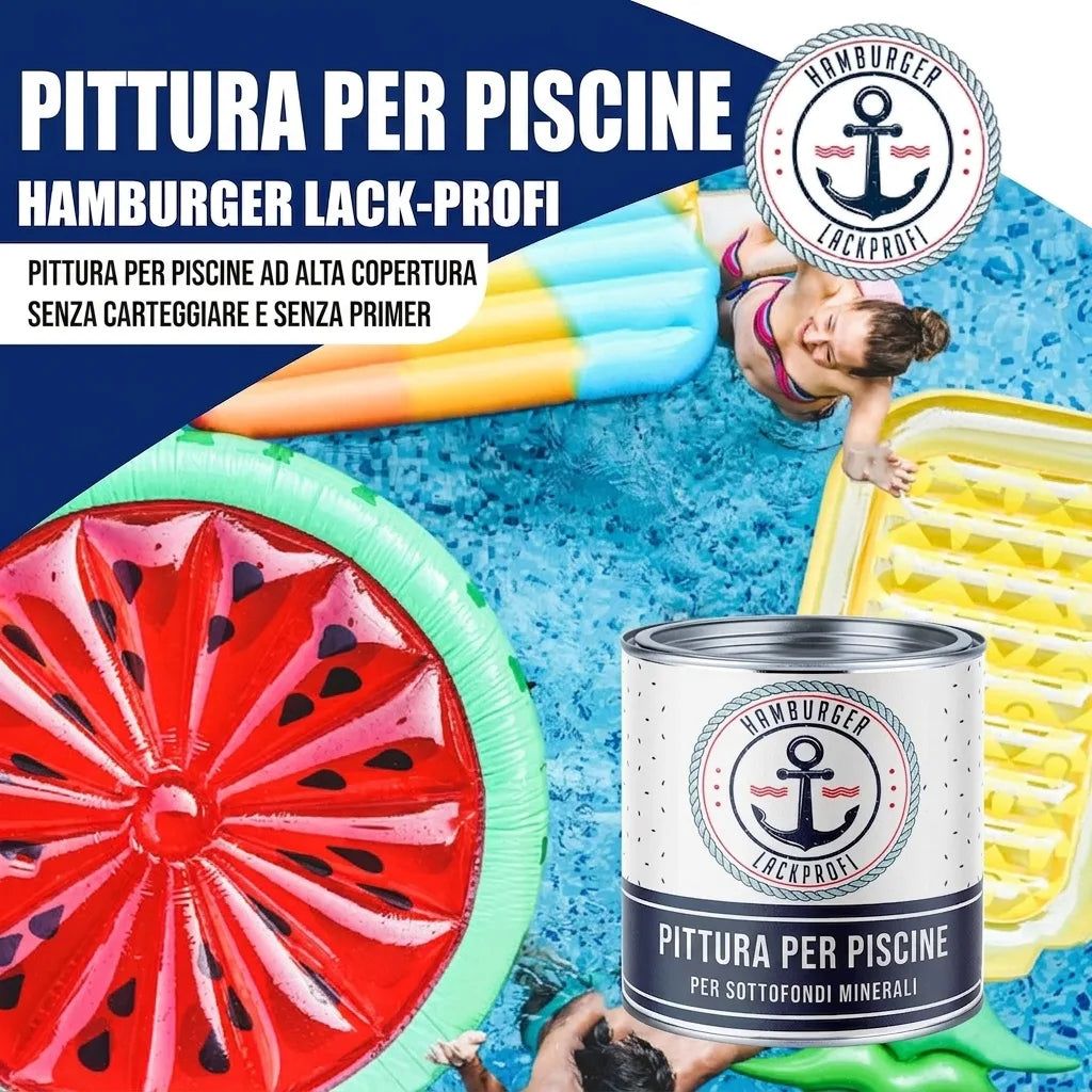 Hamburger Lack-Profi Schwimmbeckenfarbe Poolfarbe in Dahliengelb RAL 1033 mit Lackierset (X300) & Verdünnung (1 L) - 30% Sparangebot