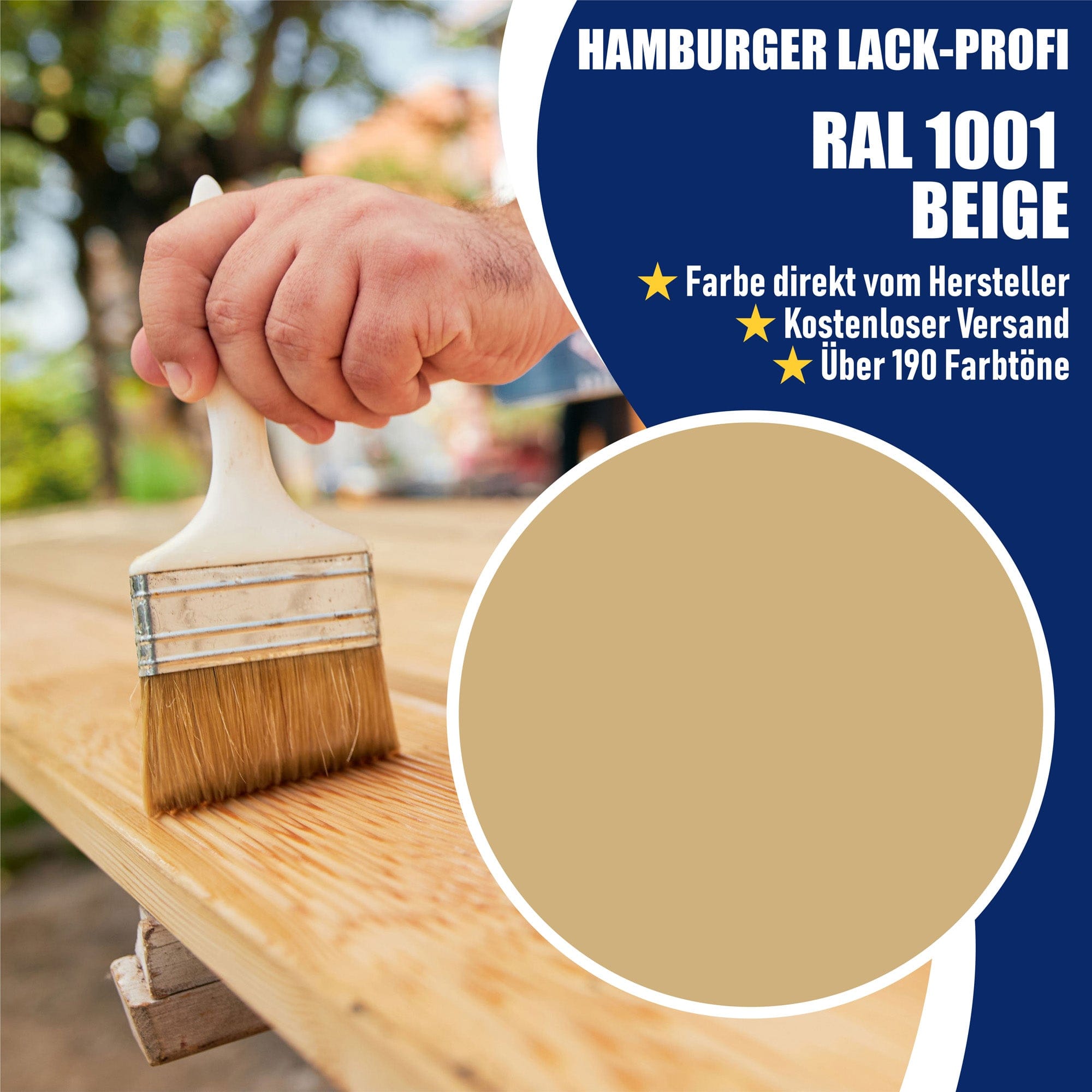 Hamburger Lack-Profi Lacke & Beschichtungen PU Holzschutzfarbe RAL 1001 Beige - Wetterschutzfarbe