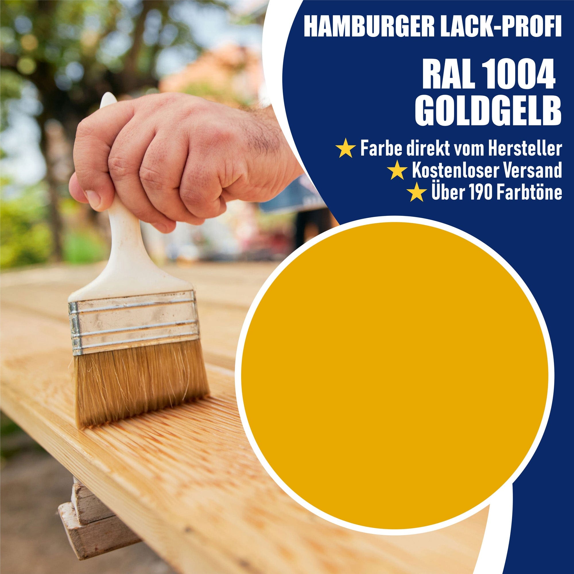 Hamburger Lack-Profi Lacke & Beschichtungen PU Holzschutzfarbe RAL 1004 Goldgelb - Wetterschutzfarbe