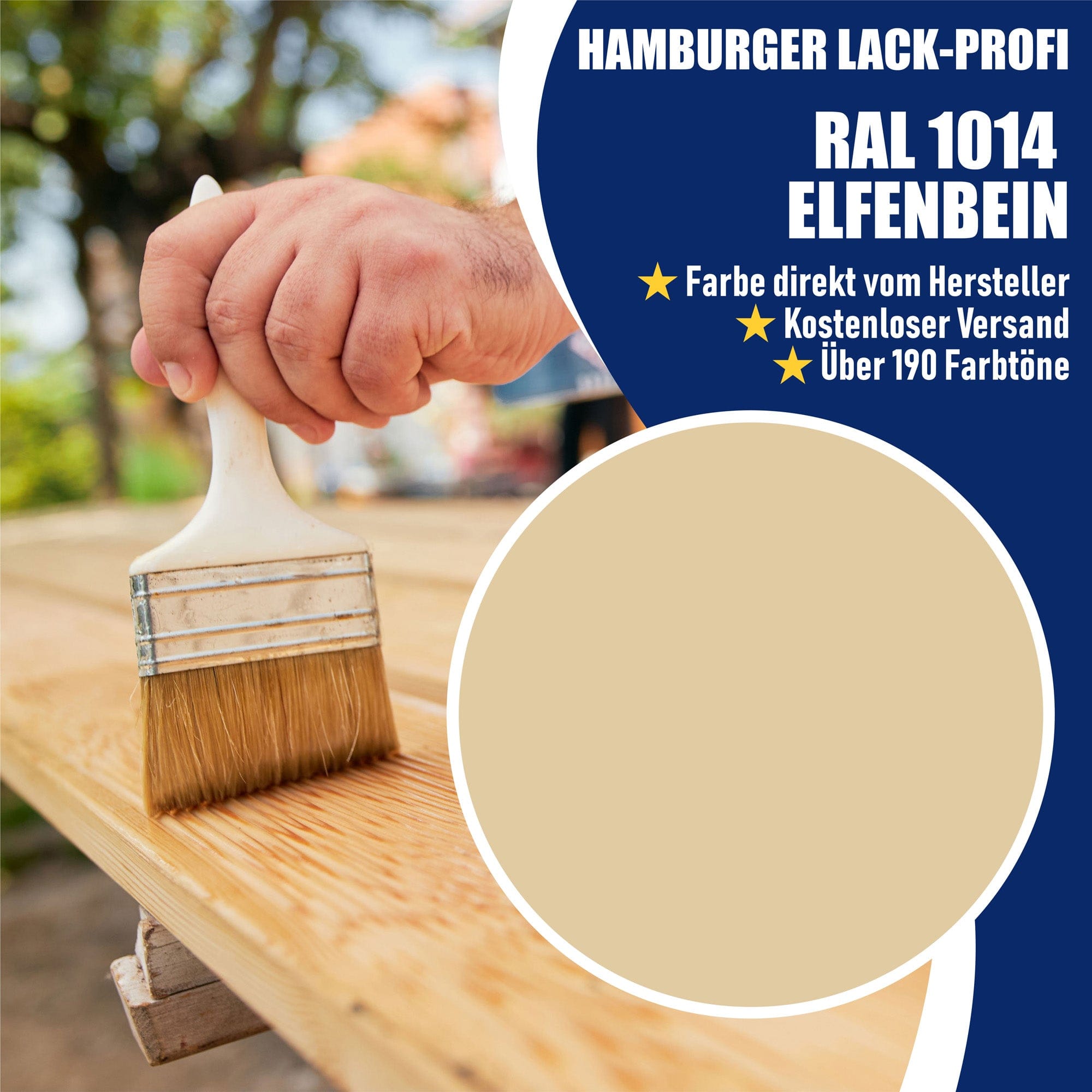Hamburger Lack-Profi Lacke & Beschichtungen PU Holzschutzfarbe RAL 1014 Elfenbein - Wetterschutzfarbe