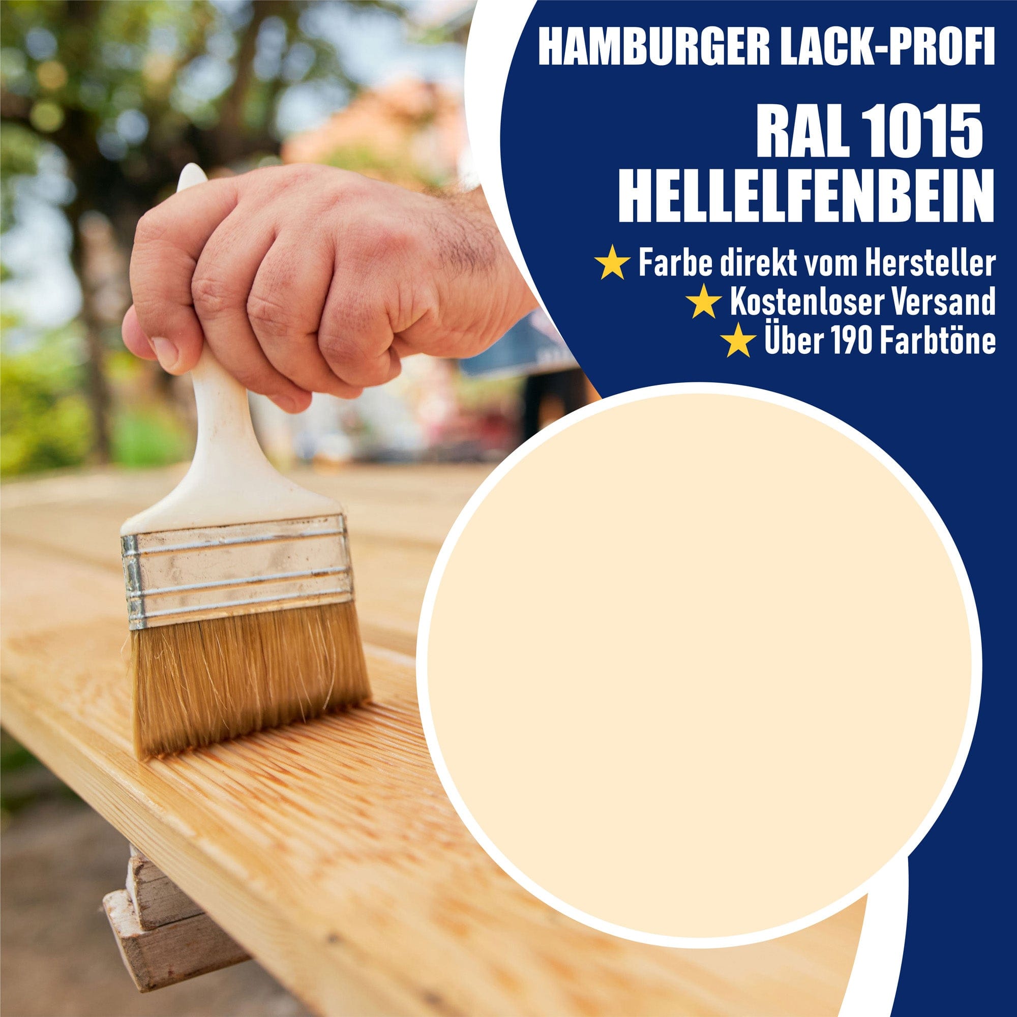 Hamburger Lack-Profi Lacke & Beschichtungen PU Holzschutzfarbe RAL 1015 Hellelfenbein - Wetterschutzfarbe