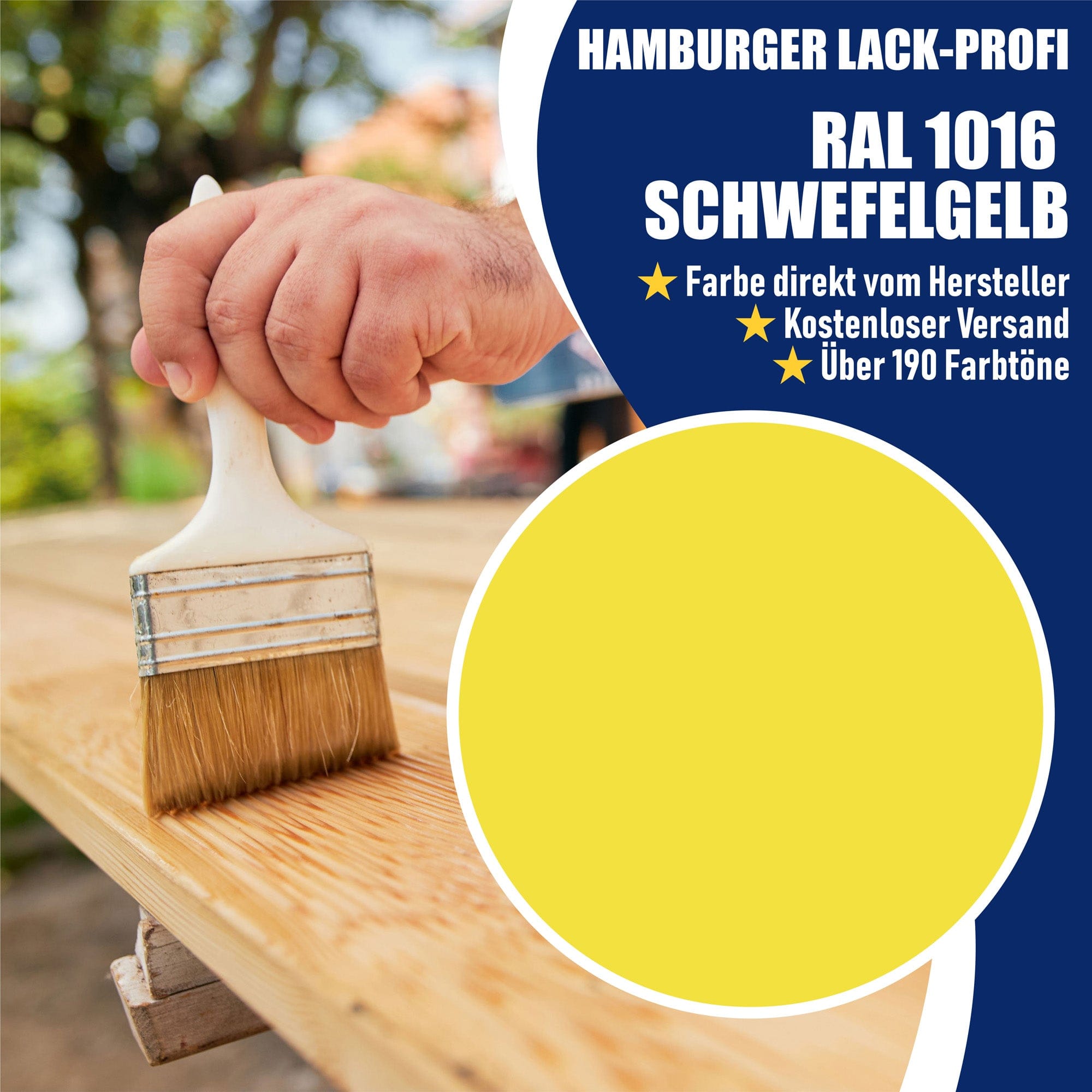 Hamburger Lack-Profi Lacke & Beschichtungen PU Holzschutzfarbe RAL 1016 Schwefelgelb - Wetterschutzfarbe