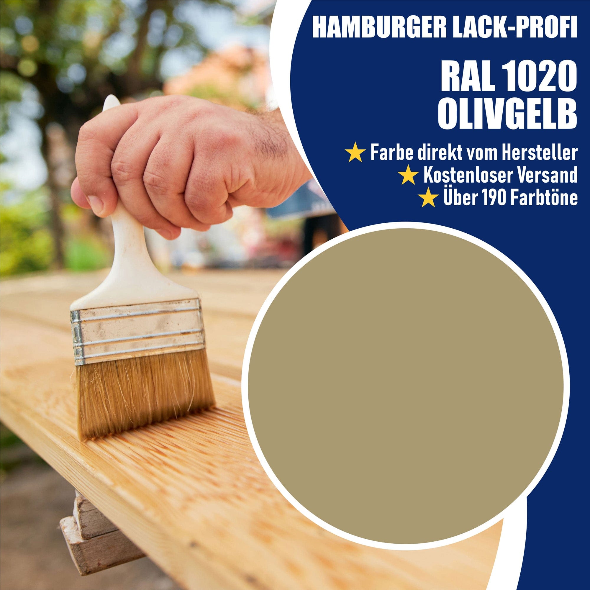 Hamburger Lack-Profi Lacke & Beschichtungen PU Holzschutzfarbe RAL 1020 Olivgelb - Wetterschutzfarbe