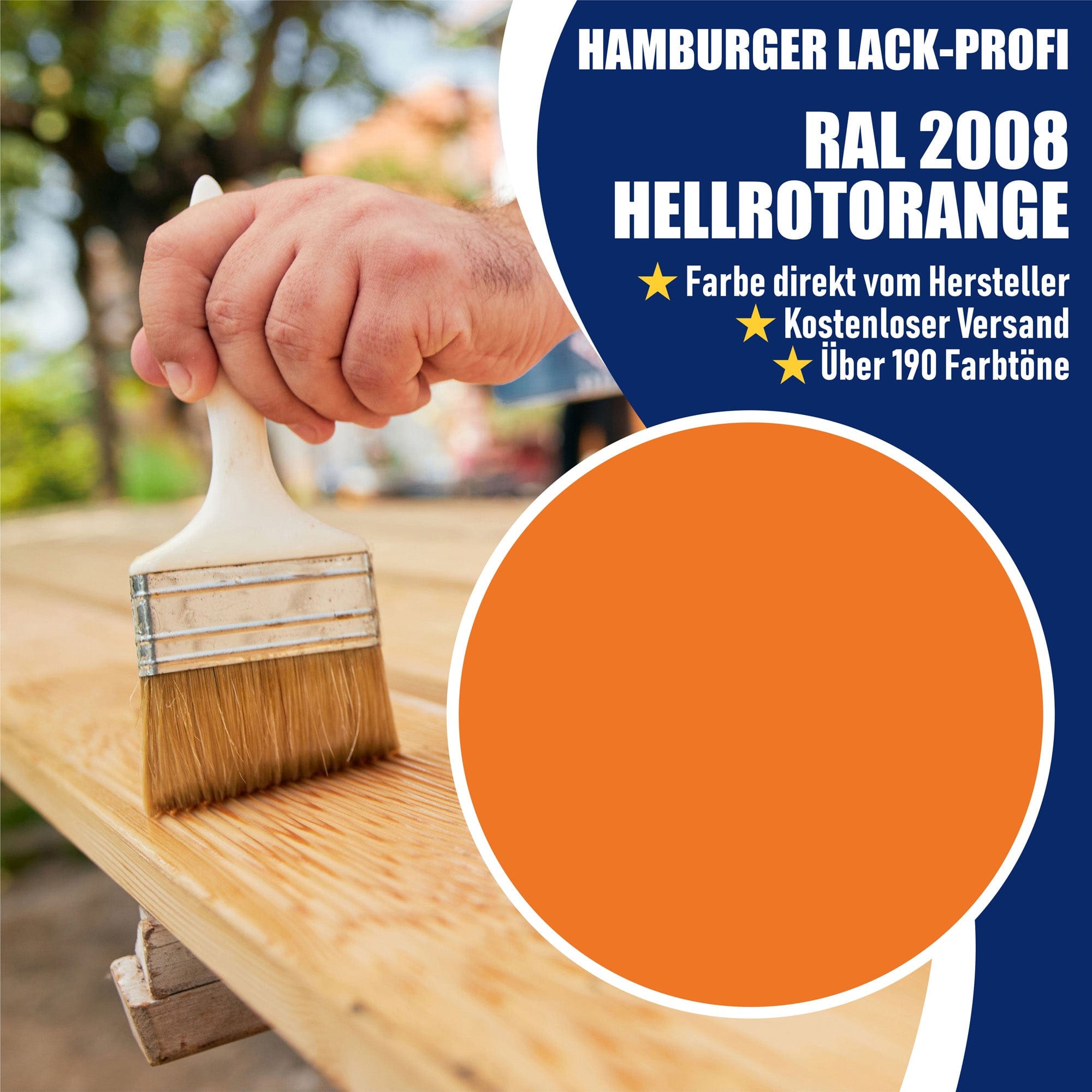 Hamburger Lack-Profi Lacke & Beschichtungen PU Holzschutzfarbe RAL 2008 Hellrotorange - Wetterschutzfarbe
