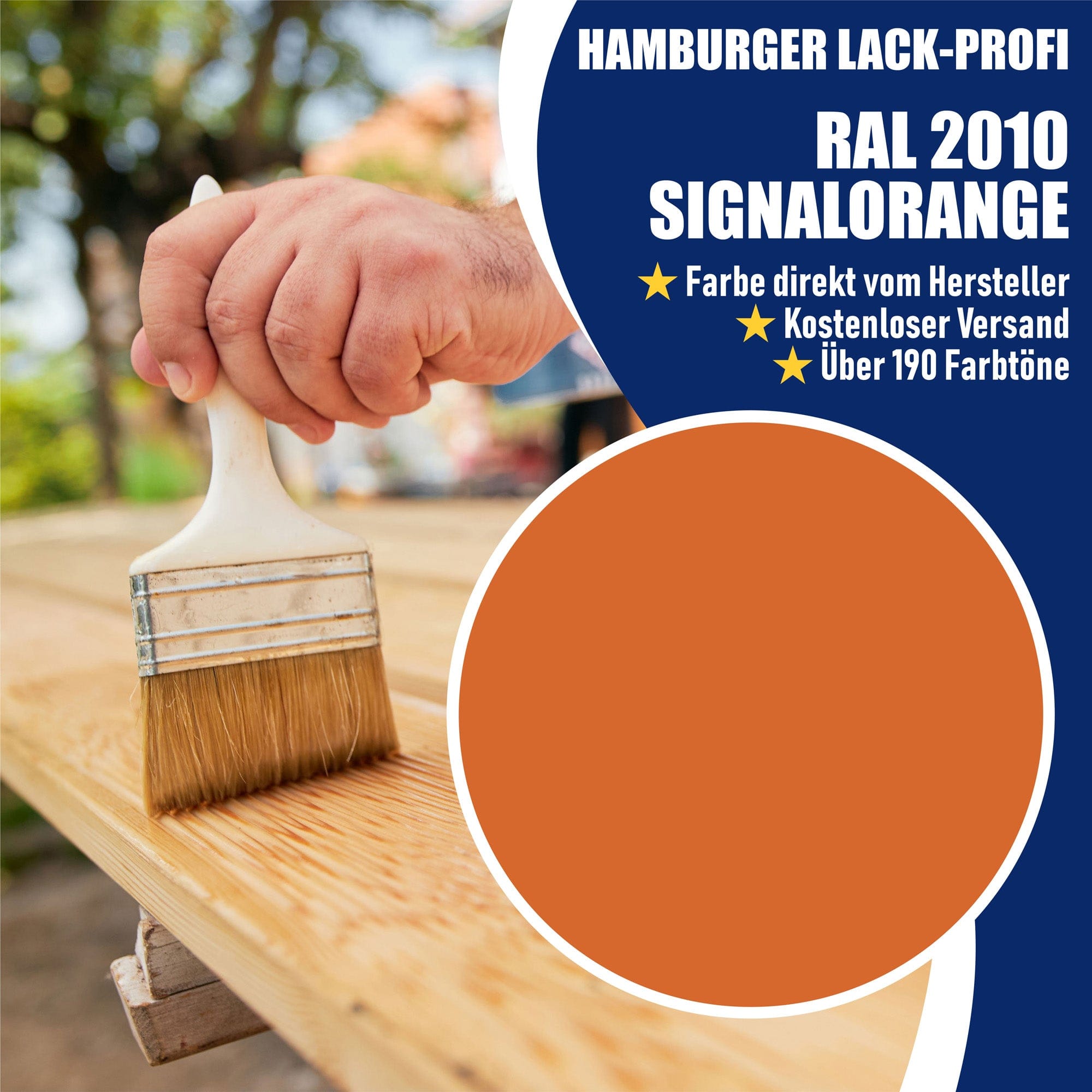 Hamburger Lack-Profi Lacke & Beschichtungen PU Holzschutzfarbe RAL 2010 Signalorange - Wetterschutzfarbe