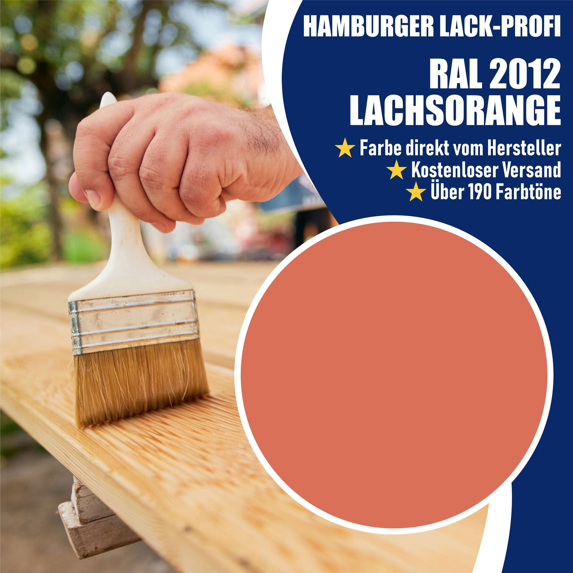 Hamburger Lack-Profi Lacke & Beschichtungen PU Holzschutzfarbe RAL 2012 Lachsorange - Wetterschutzfarbe