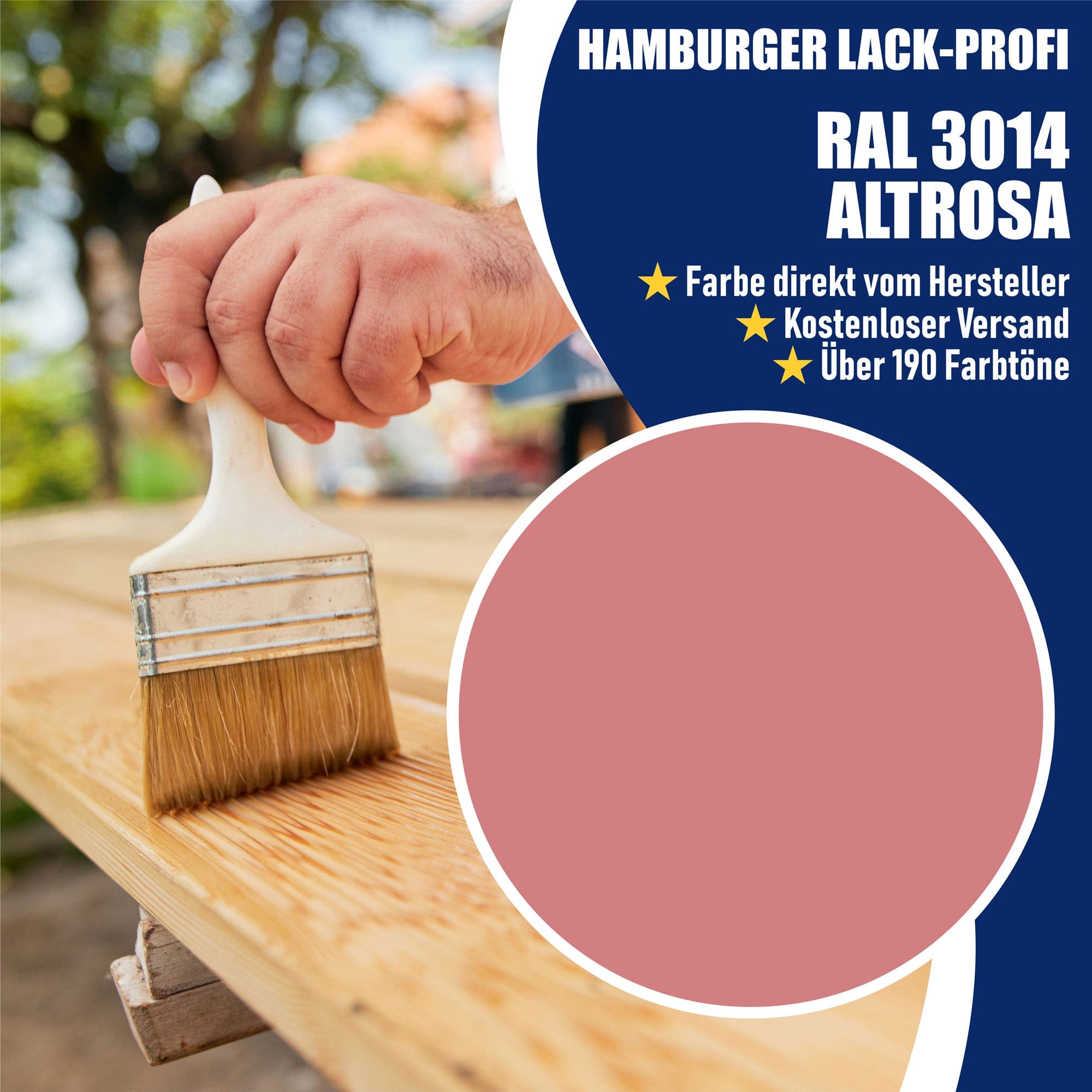Hamburger Lack-Profi Lacke & Beschichtungen PU Holzschutzfarbe RAL 3014 Altrosa - Wetterschutzfarbe