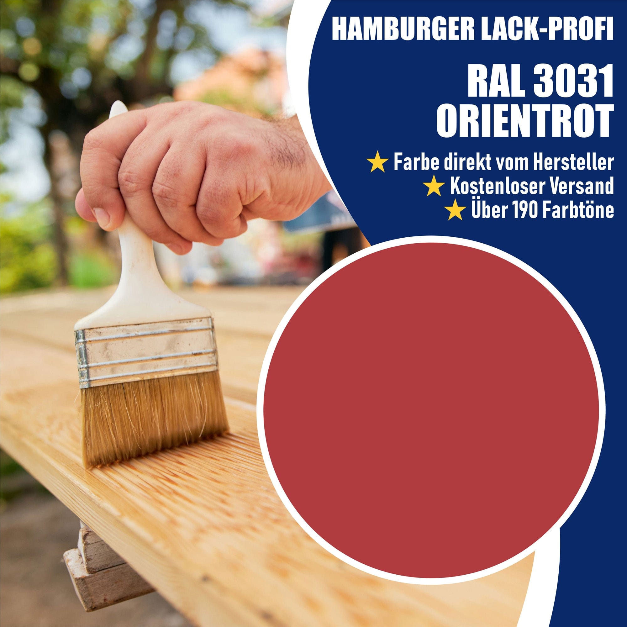 Hamburger Lack-Profi Lacke & Beschichtungen PU Holzschutzfarbe RAL 3031 Orientrot - Wetterschutzfarbe