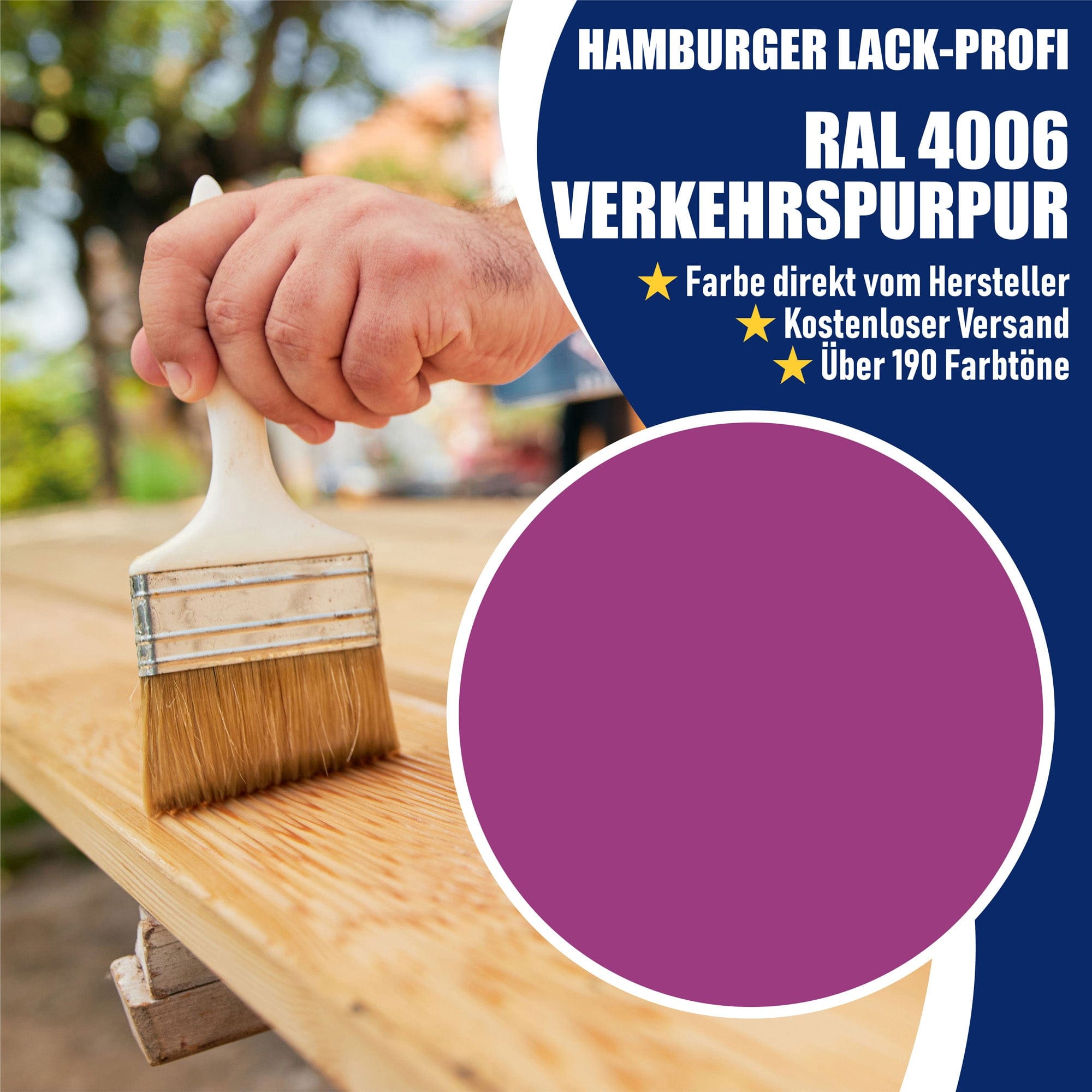 Hamburger Lack-Profi Lacke & Beschichtungen PU Holzschutzfarbe RAL 4006 Verkehrspurpur - Wetterschutzfarbe