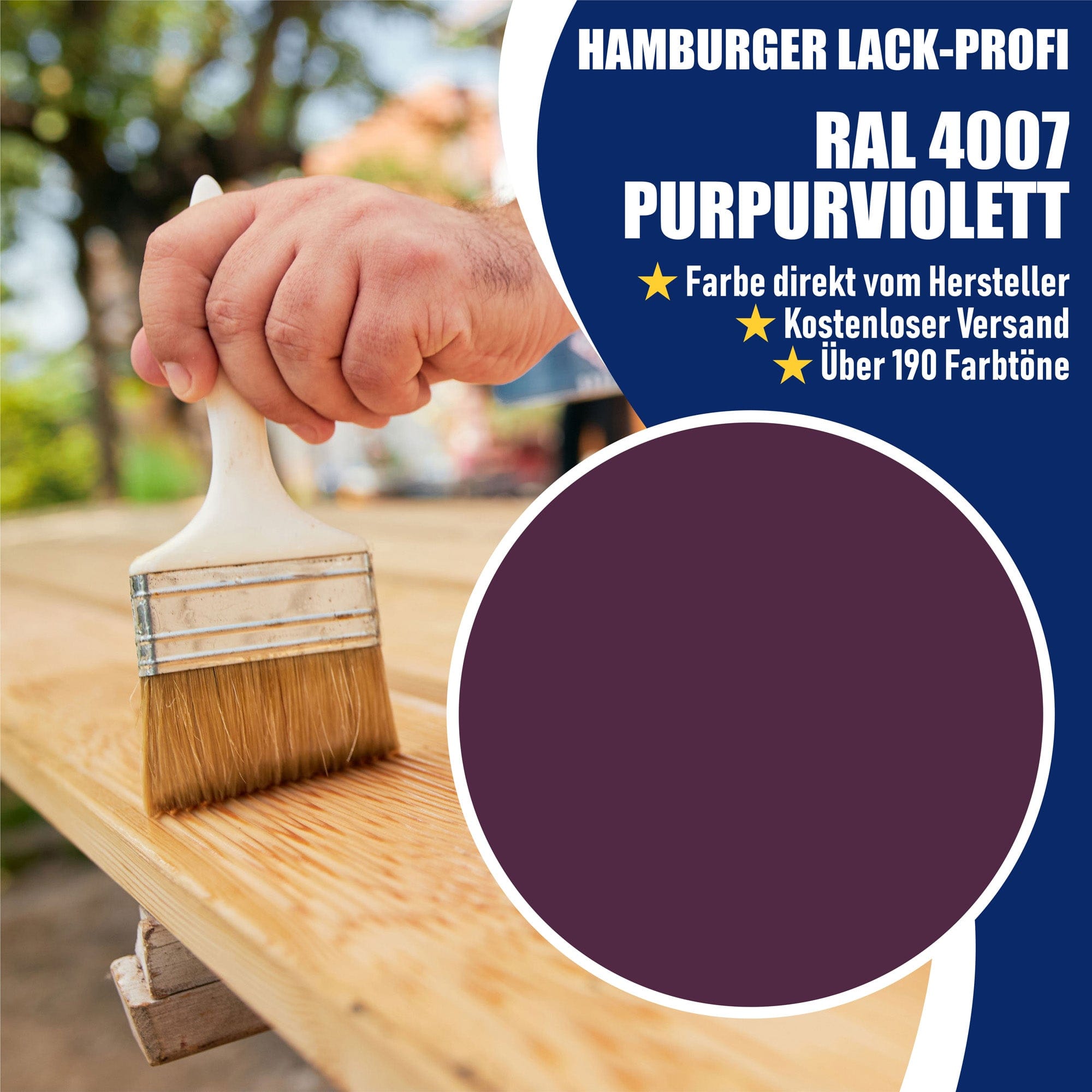 Hamburger Lack-Profi Lacke & Beschichtungen PU Holzschutzfarbe RAL 4007 Purpurviolett - Wetterschutzfarbe