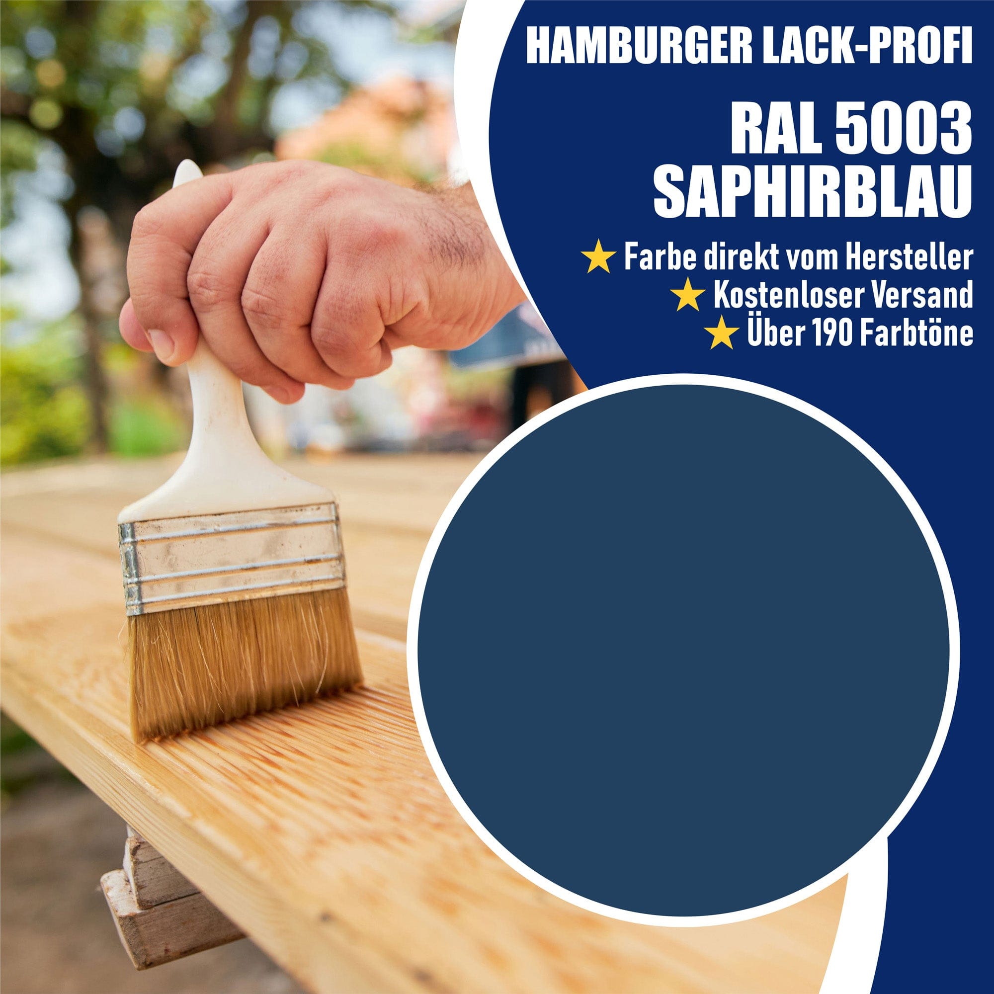 Hamburger Lack-Profi Lacke & Beschichtungen PU Holzschutzfarbe RAL 5003 Saphirblau - Wetterschutzfarbe