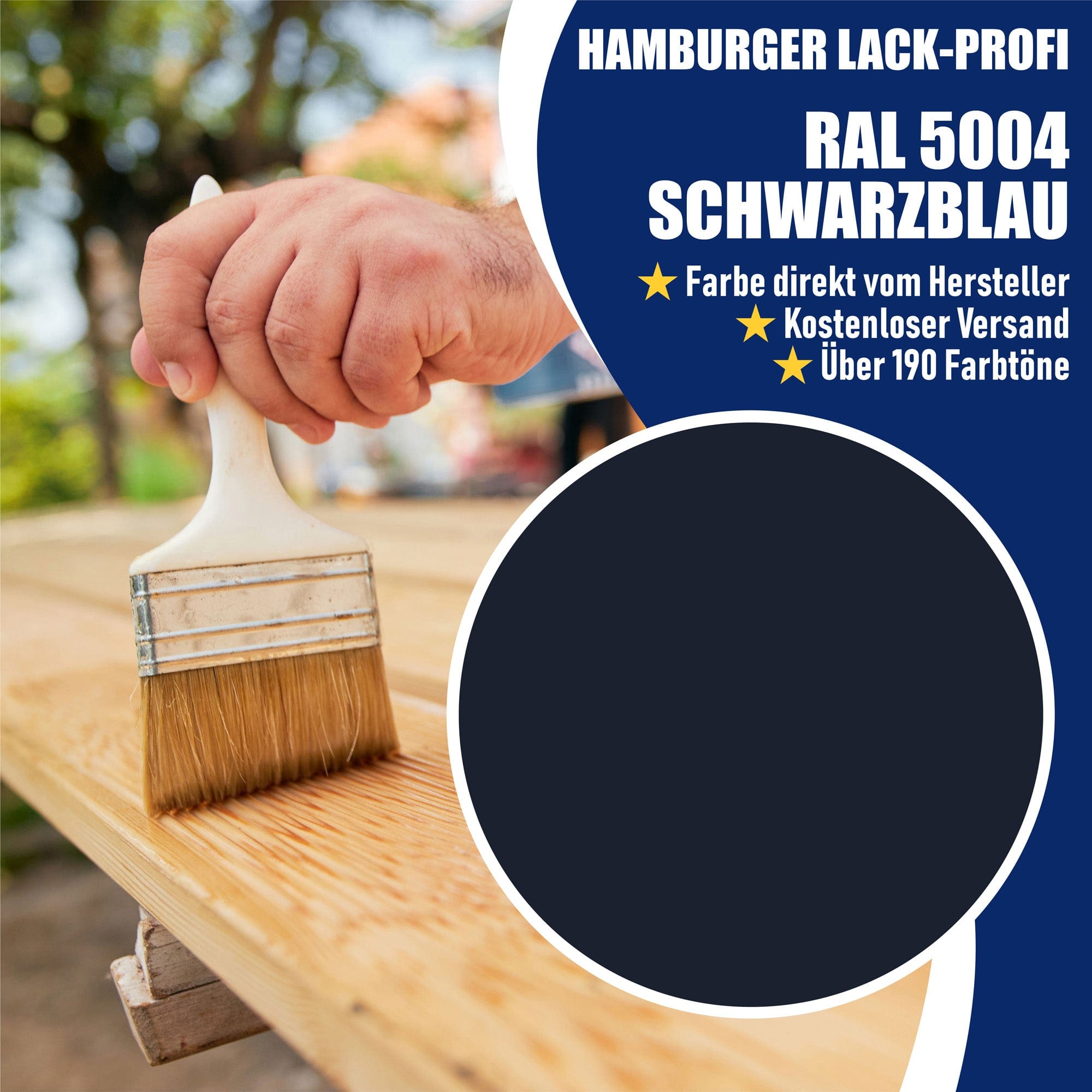 Hamburger Lack-Profi Lacke & Beschichtungen PU Holzschutzfarbe RAL 5004 Schwarzblau - Wetterschutzfarbe
