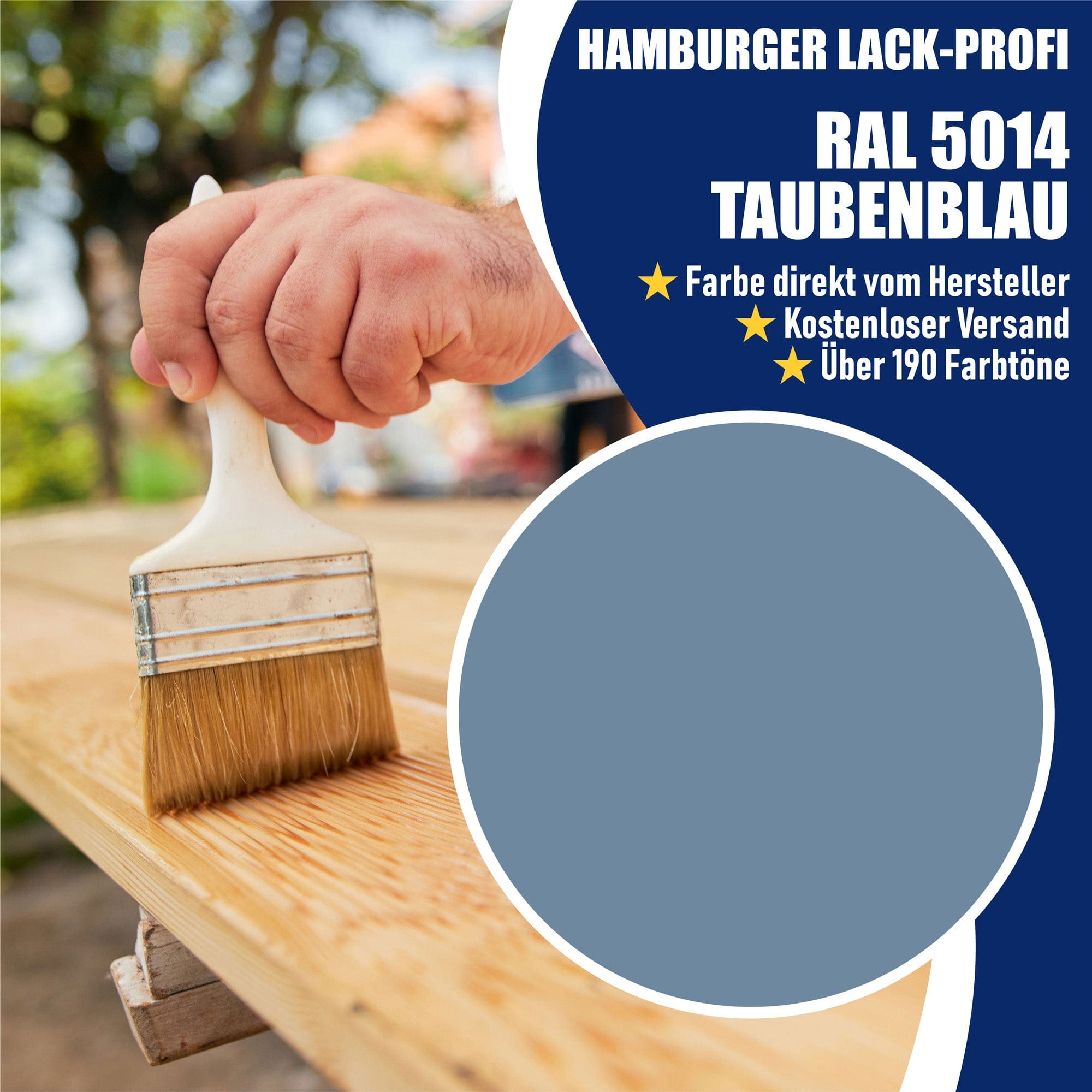 Hamburger Lack-Profi Lacke & Beschichtungen PU Holzschutzfarbe RAL 5014 Taubenblau - Wetterschutzfarbe