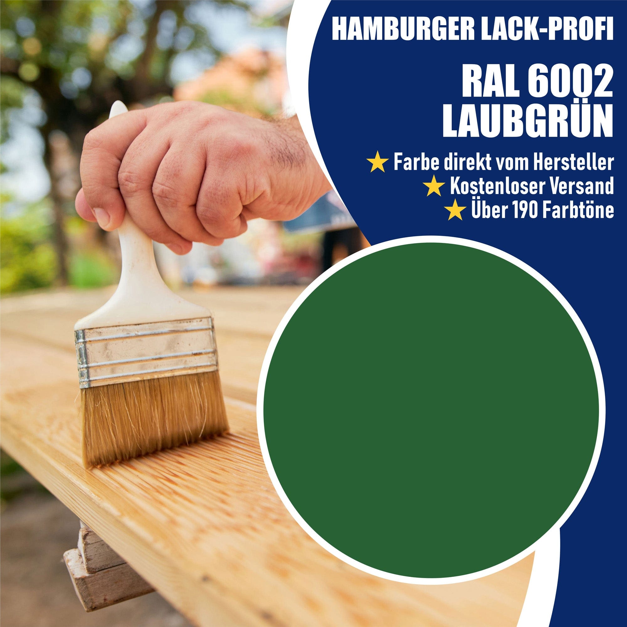 Hamburger Lack-Profi Lacke & Beschichtungen PU Holzschutzfarbe RAL 6002 Laubgrün - Wetterschutzfarbe