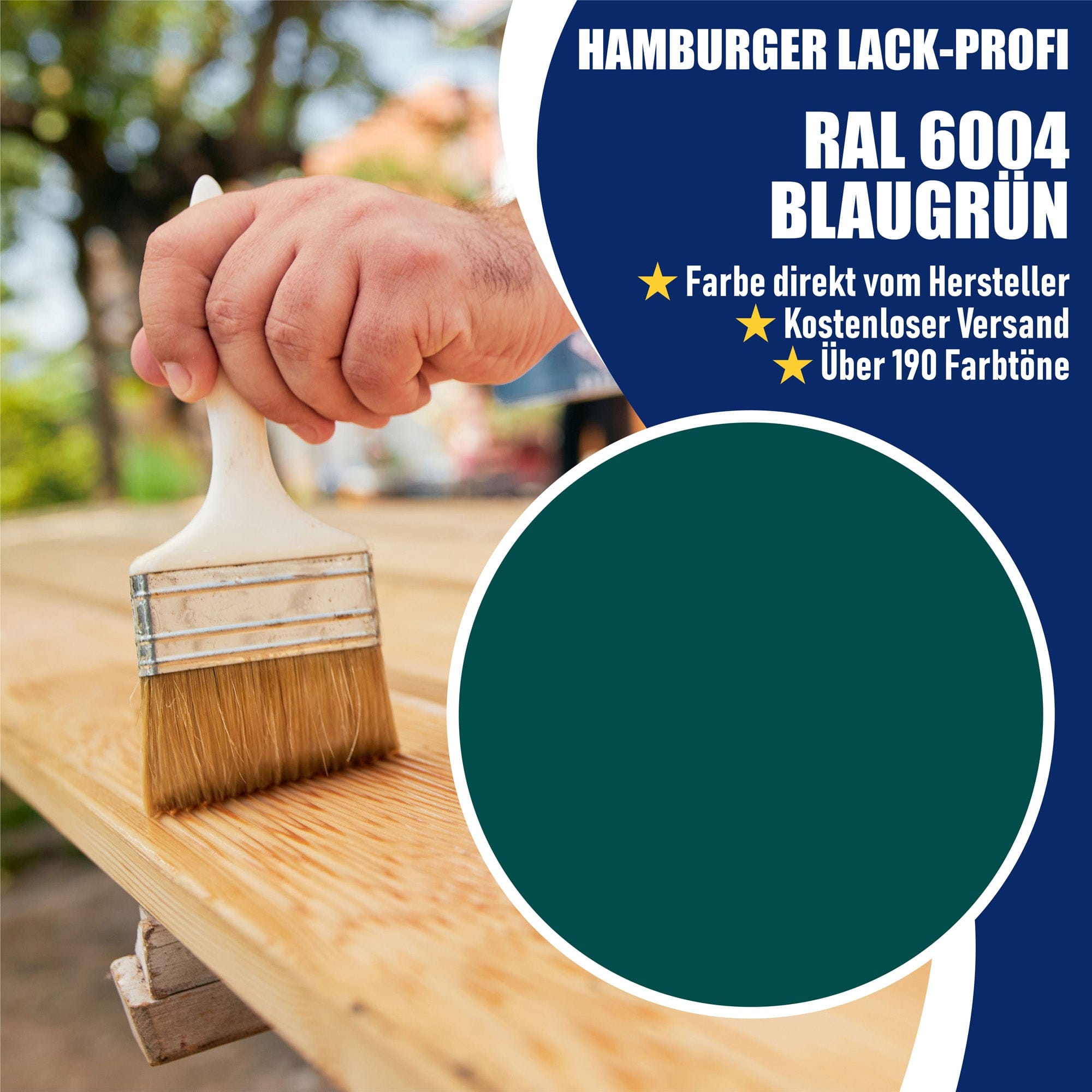 Hamburger Lack-Profi Lacke & Beschichtungen PU Holzschutzfarbe RAL 6004 Blaugrün - Wetterschutzfarbe