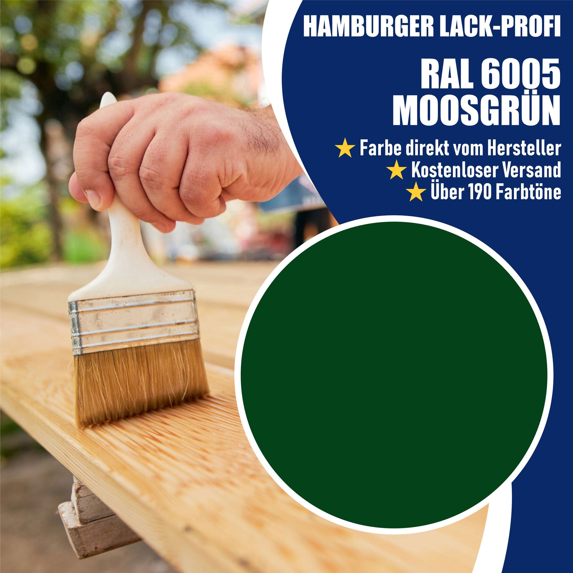 Hamburger Lack-Profi Lacke & Beschichtungen PU Holzschutzfarbe RAL 6005 Moosgrün - Wetterschutzfarbe