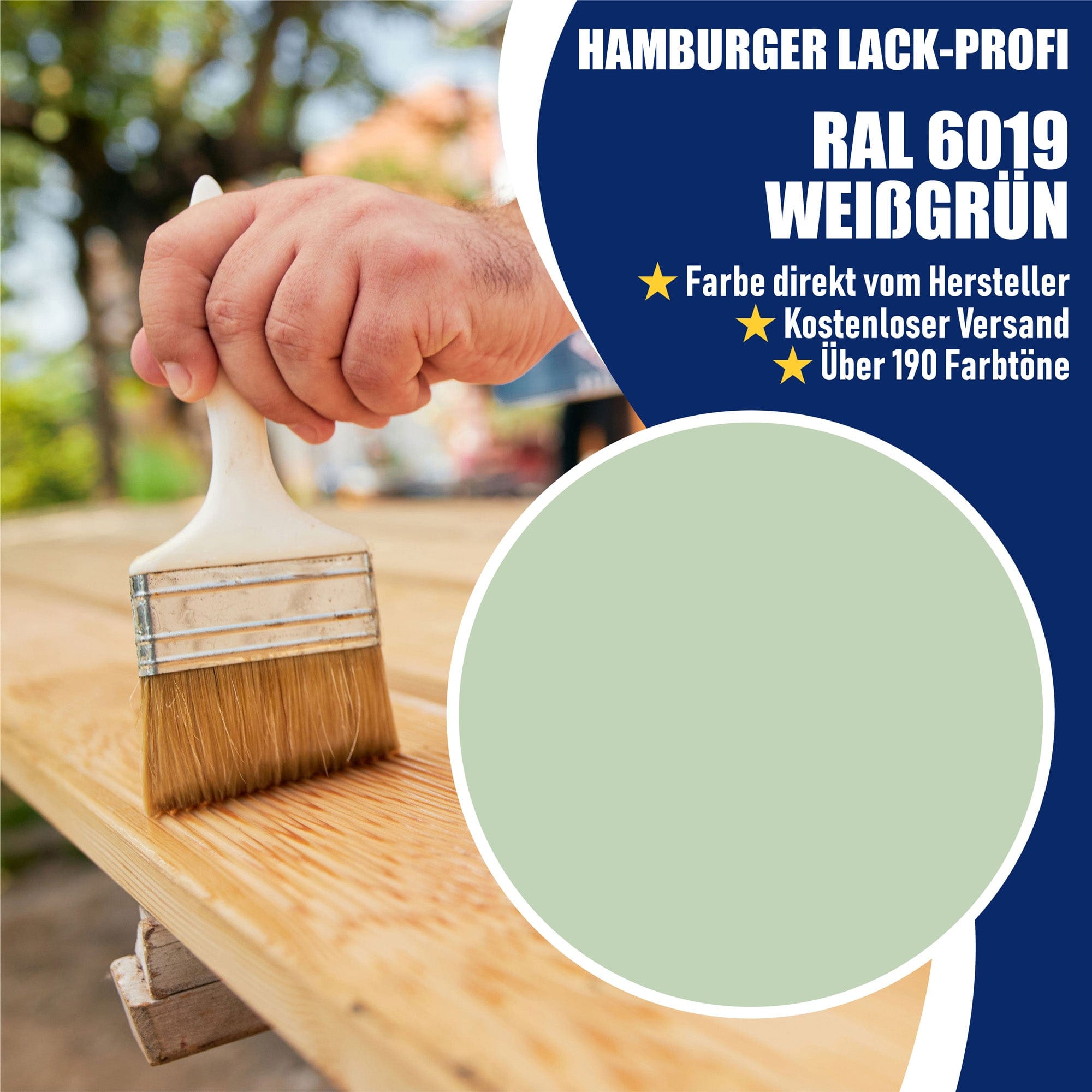 Hamburger Lack-Profi Lacke & Beschichtungen PU Holzschutzfarbe RAL 6019 Weißgrün - Wetterschutzfarbe