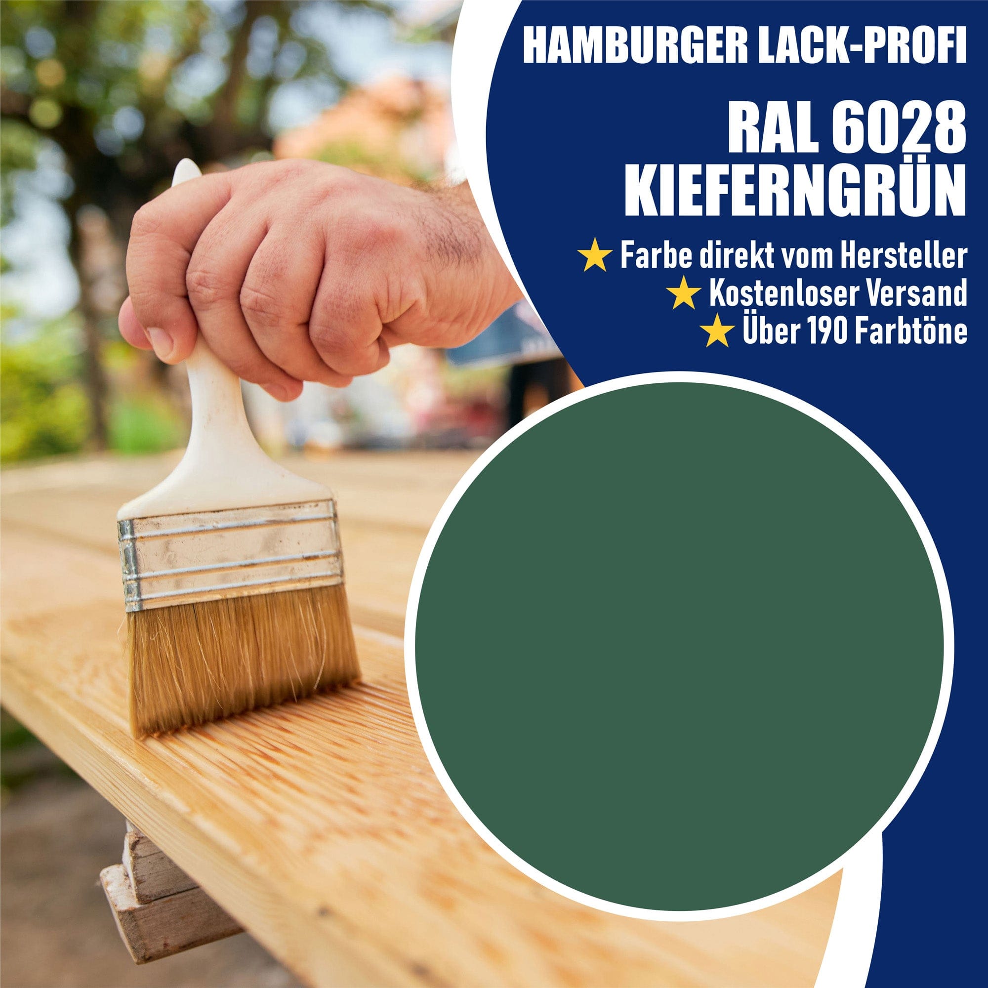 Hamburger Lack-Profi Lacke & Beschichtungen PU Holzschutzfarbe RAL 6028 Kieferngrün - Wetterschutzfarbe