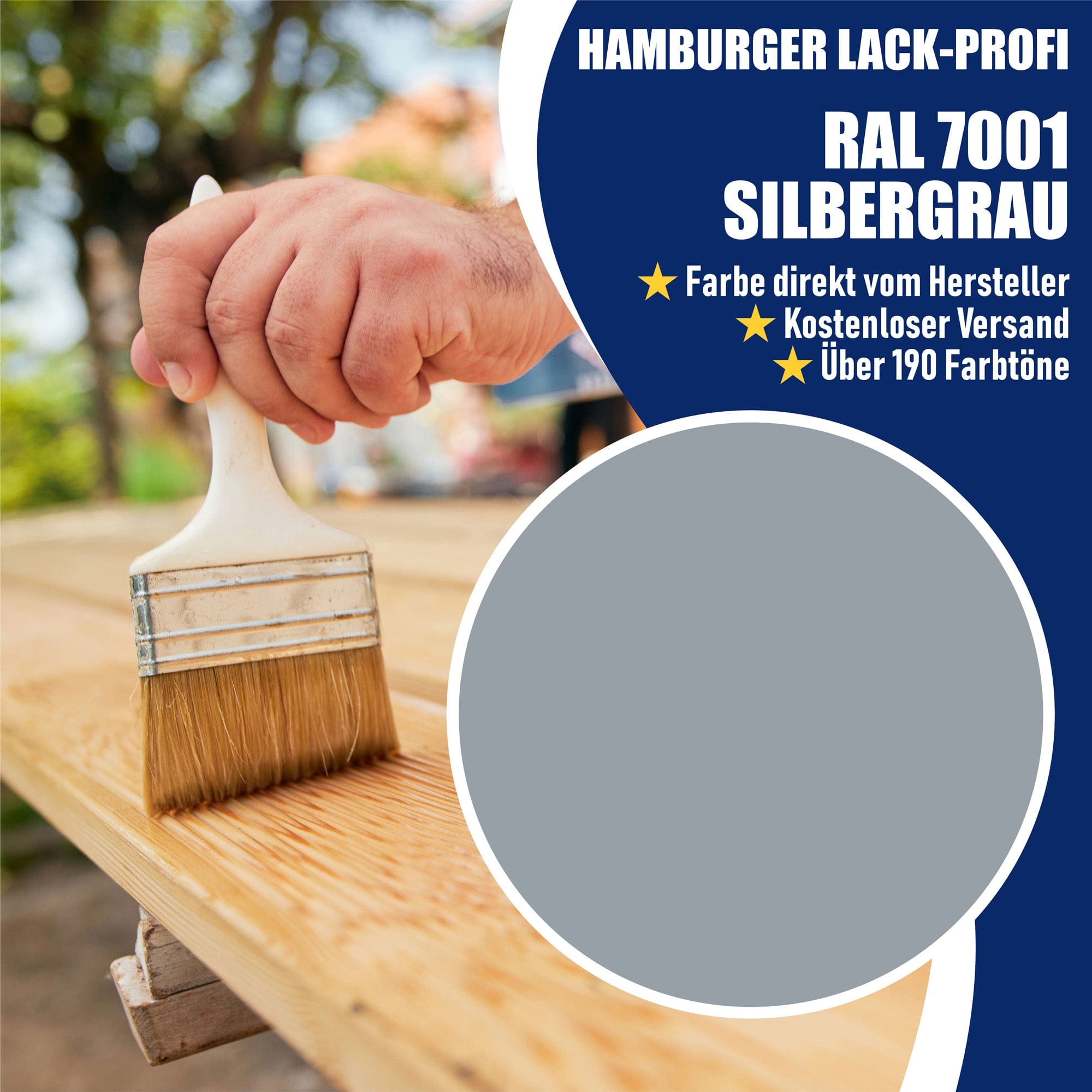 Hamburger Lack-Profi Lacke & Beschichtungen PU Holzschutzfarbe RAL 7001 Silbergrau - Wetterschutzfarbe