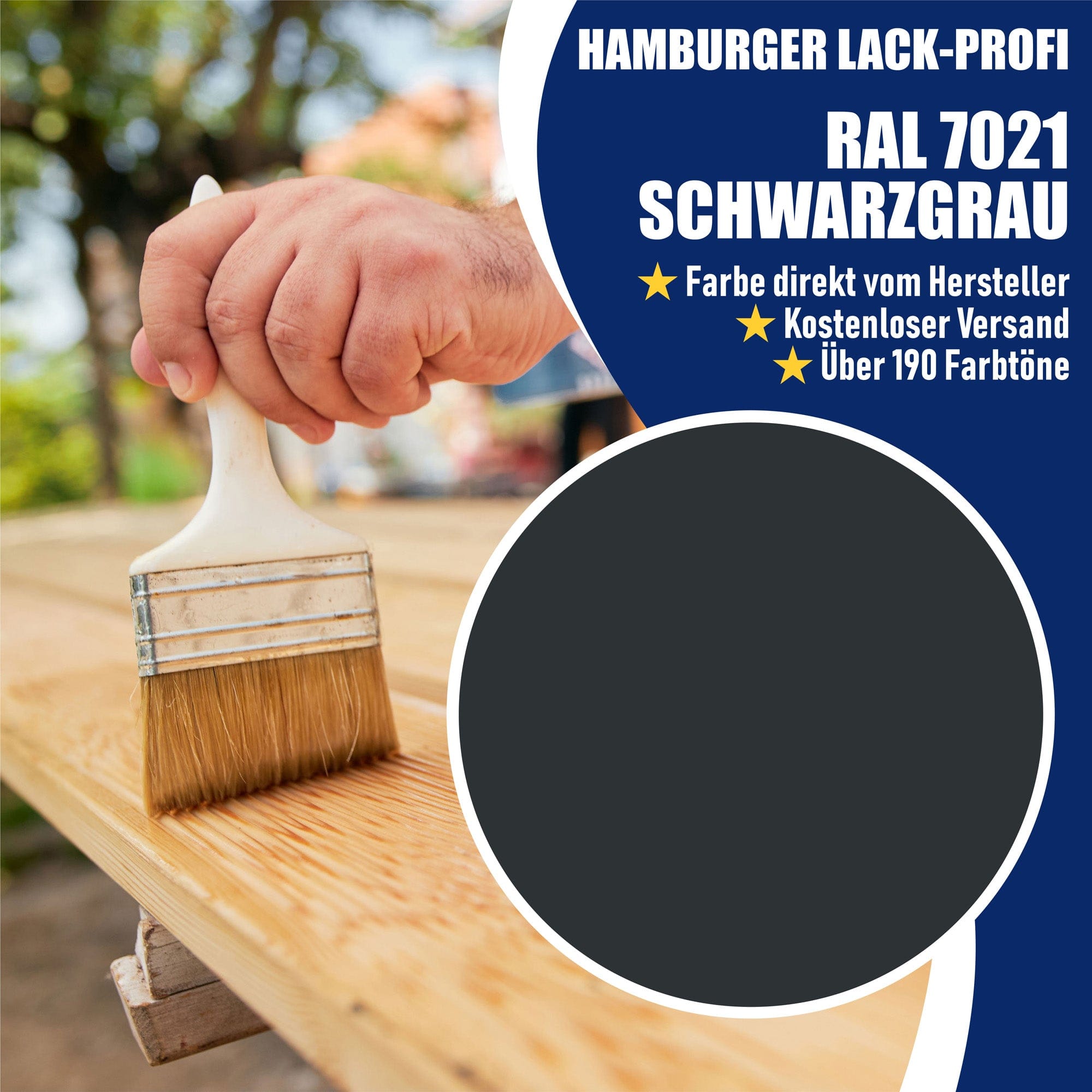Hamburger Lack-Profi Lacke & Beschichtungen PU Holzschutzfarbe RAL 7021 Schwarzgrau - Wetterschutzfarbe
