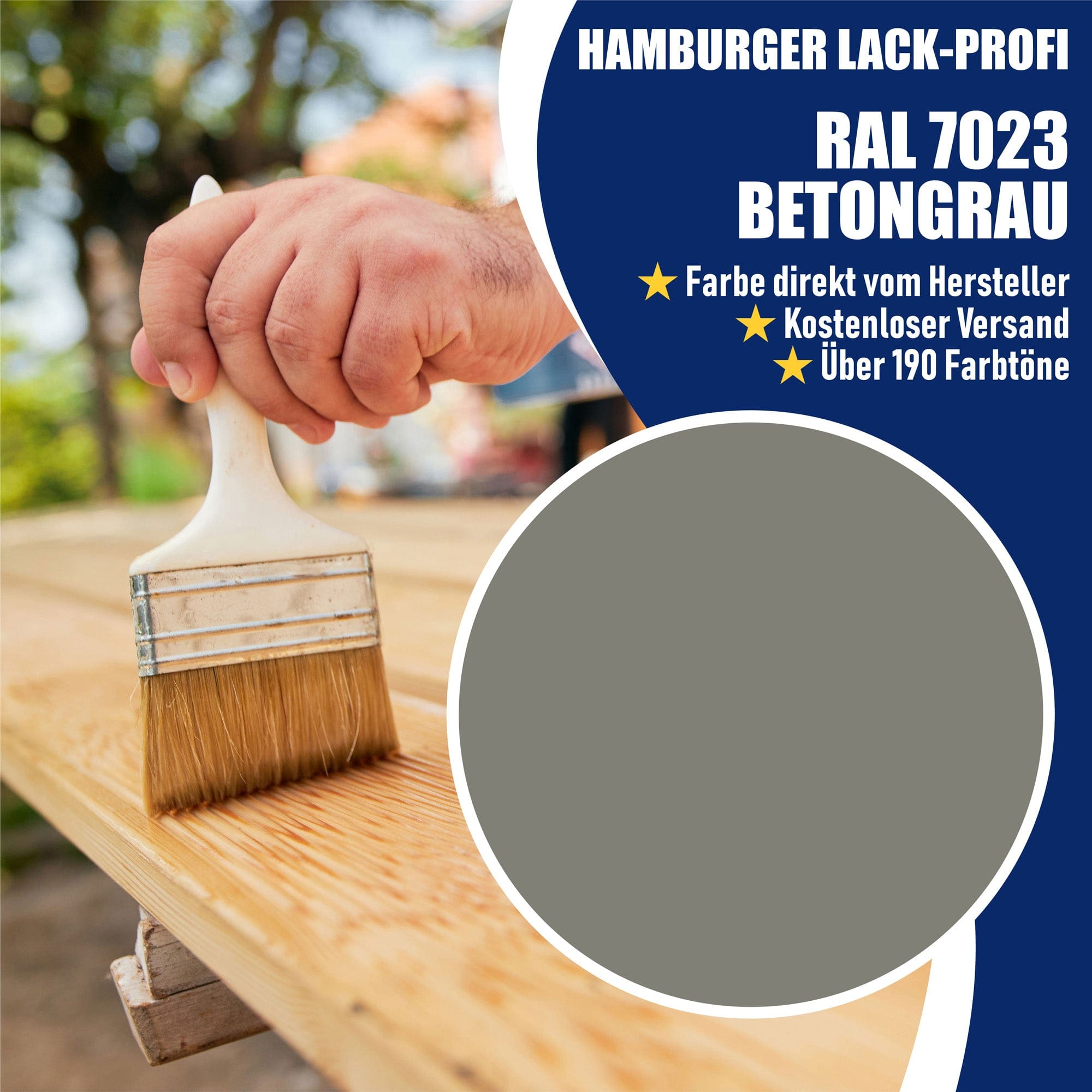 Hamburger Lack-Profi Lacke & Beschichtungen PU Holzschutzfarbe RAL 7023 Betongrau - Wetterschutzfarbe