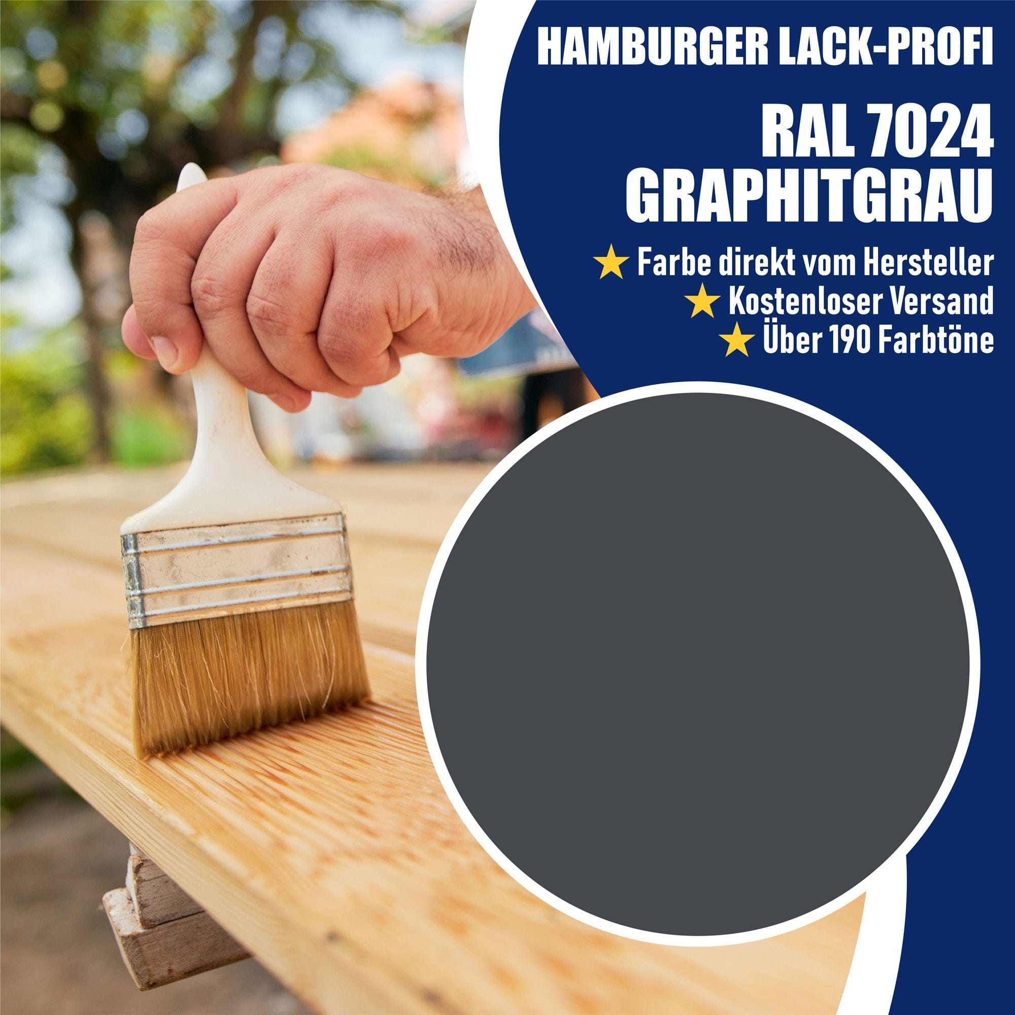 Hamburger Lack-Profi Lacke & Beschichtungen PU Holzschutzfarbe RAL 7024 Graphitgrau - Wetterschutzfarbe