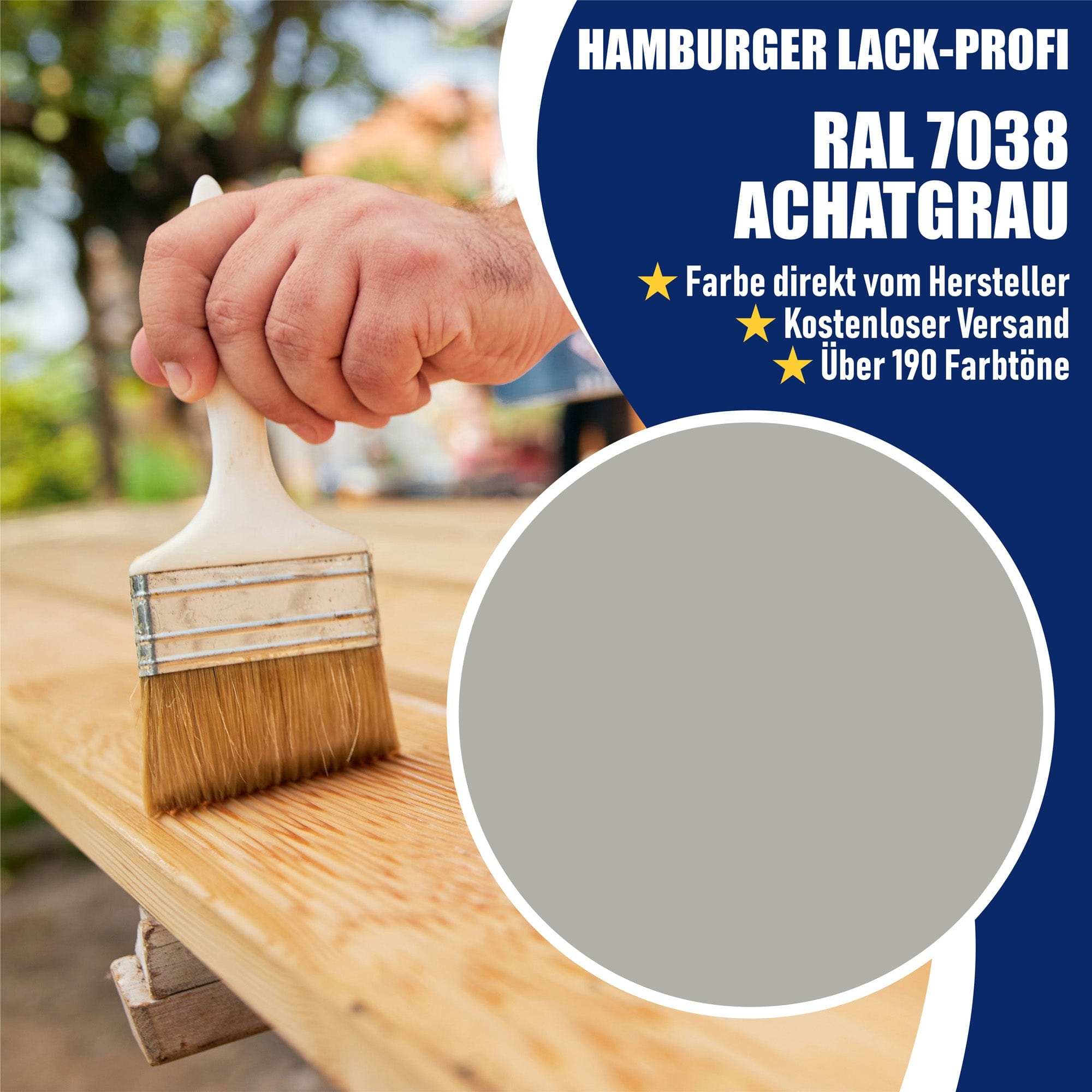 Hamburger Lack-Profi Lacke & Beschichtungen PU Holzschutzfarbe RAL 7038 Achatgrau - Wetterschutzfarbe