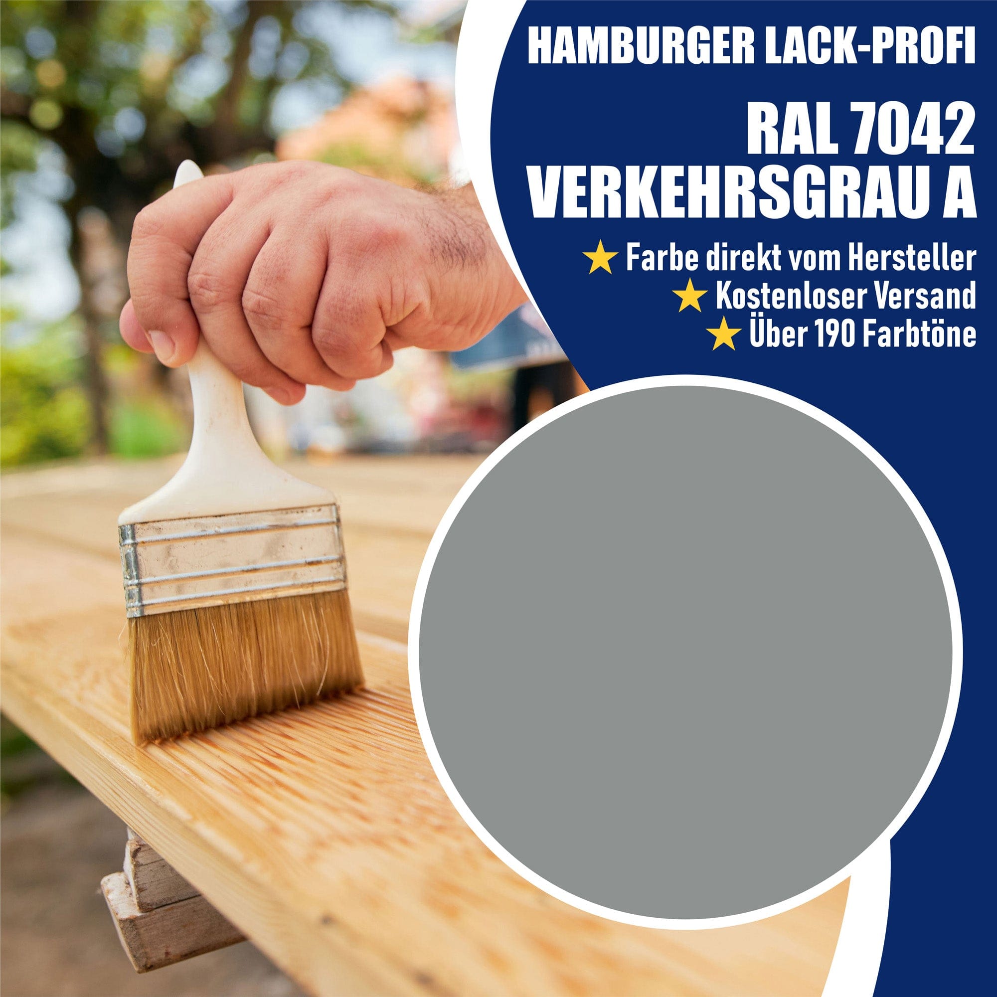 Hamburger Lack-Profi Lacke & Beschichtungen PU Holzschutzfarbe RAL 7042 Verkehrsgrau A - Wetterschutzfarbe