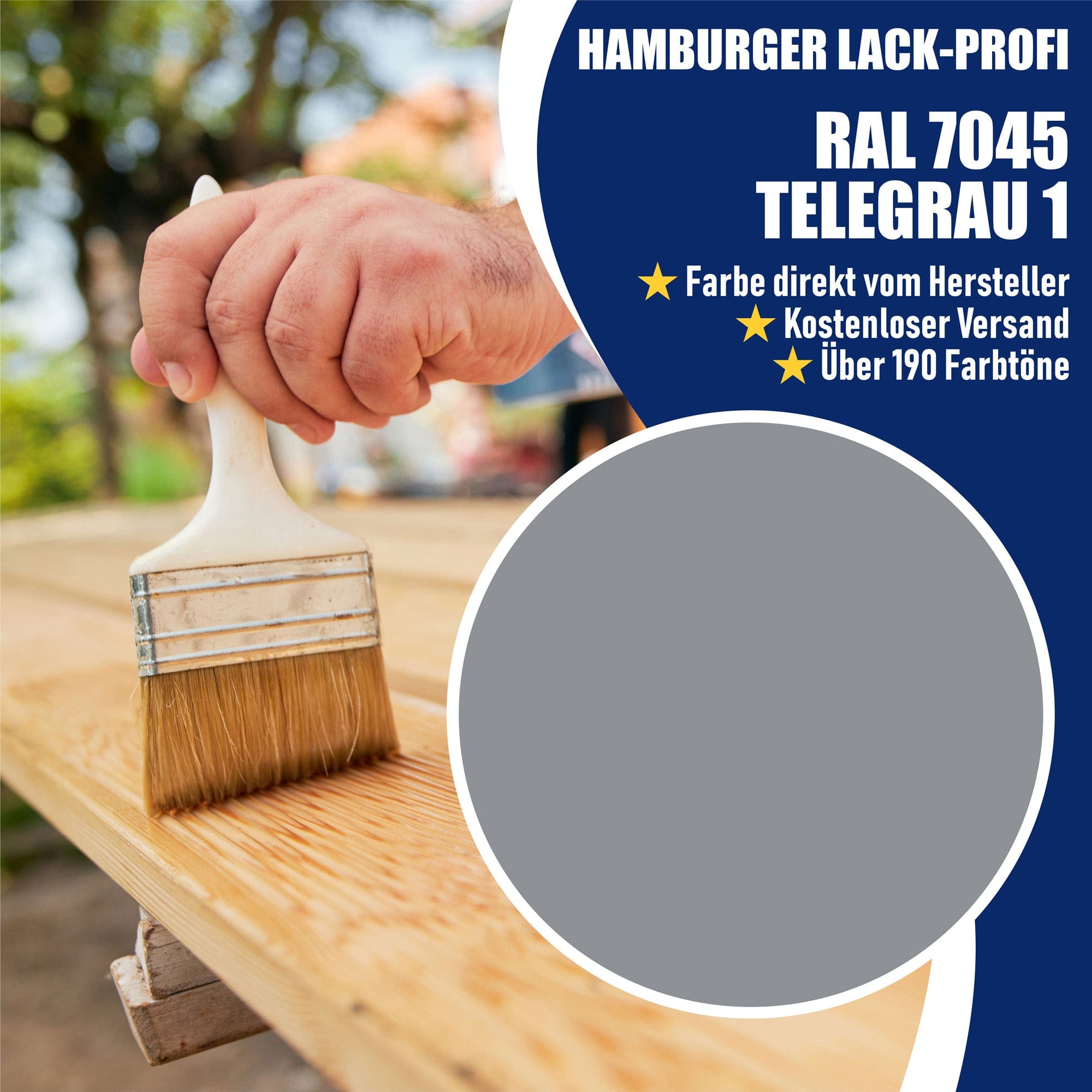 Hamburger Lack-Profi Lacke & Beschichtungen PU Holzschutzfarbe RAL 7045 Telegrau 1 - Wetterschutzfarbe