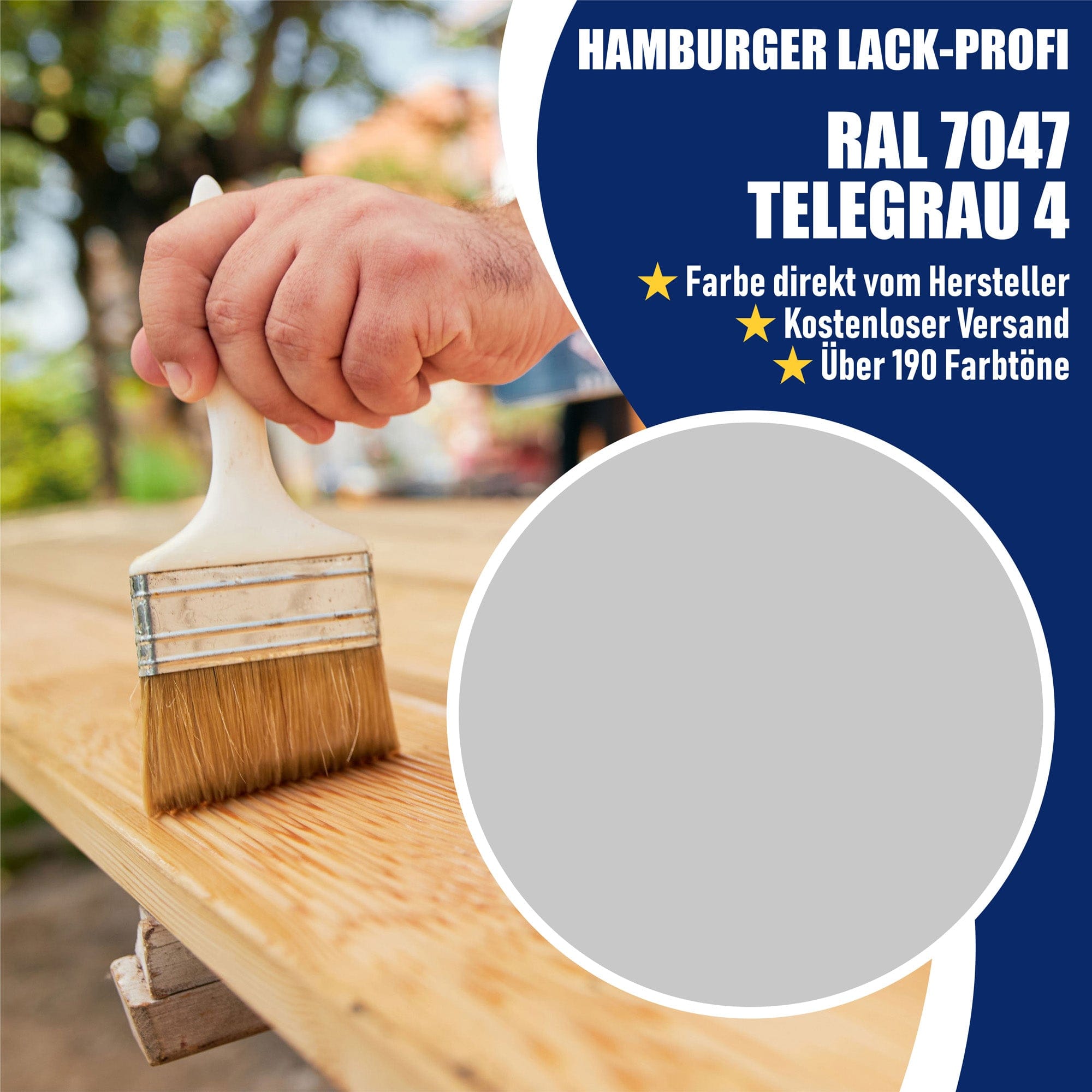 Hamburger Lack-Profi Lacke & Beschichtungen PU Holzschutzfarbe RAL 7047 Telegrau 4 - Wetterschutzfarbe