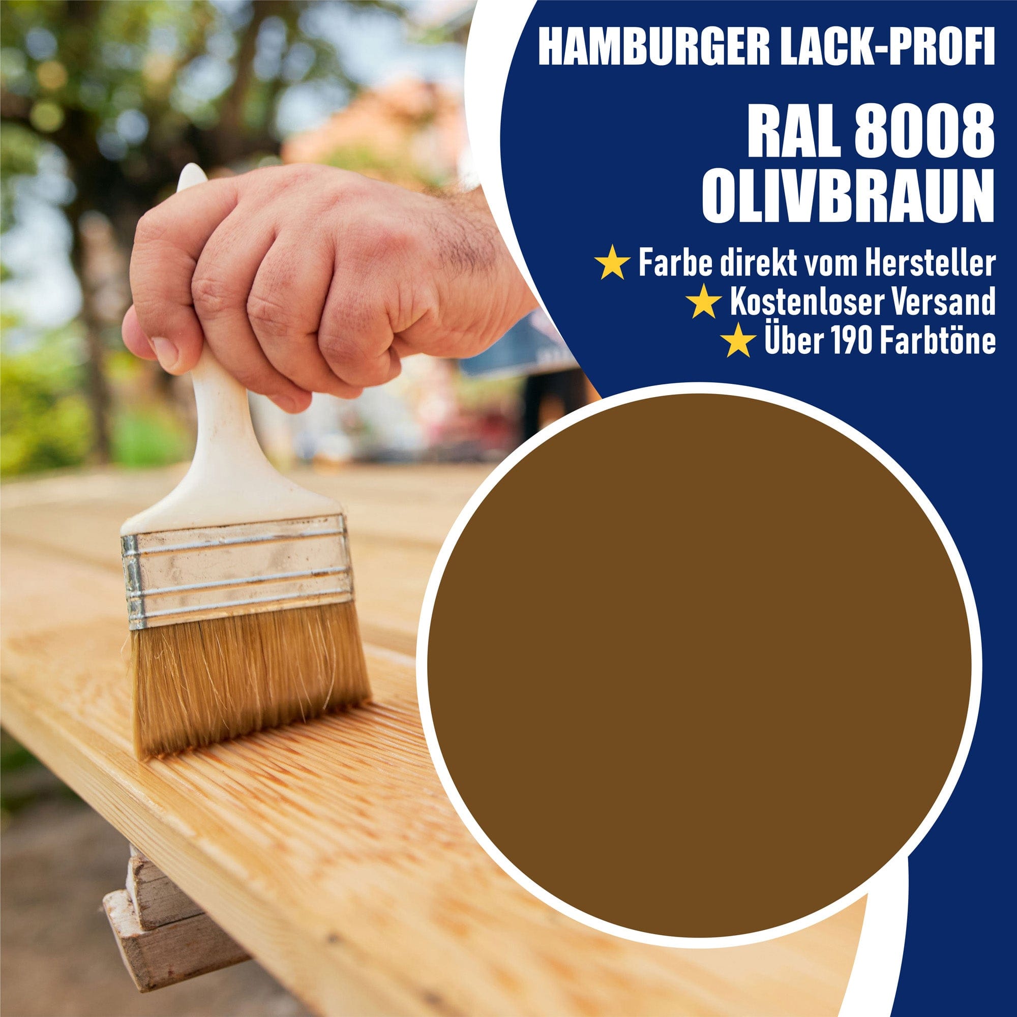Hamburger Lack-Profi Lacke & Beschichtungen PU Holzschutzfarbe RAL 8008 Olivbraun - Wetterschutzfarbe