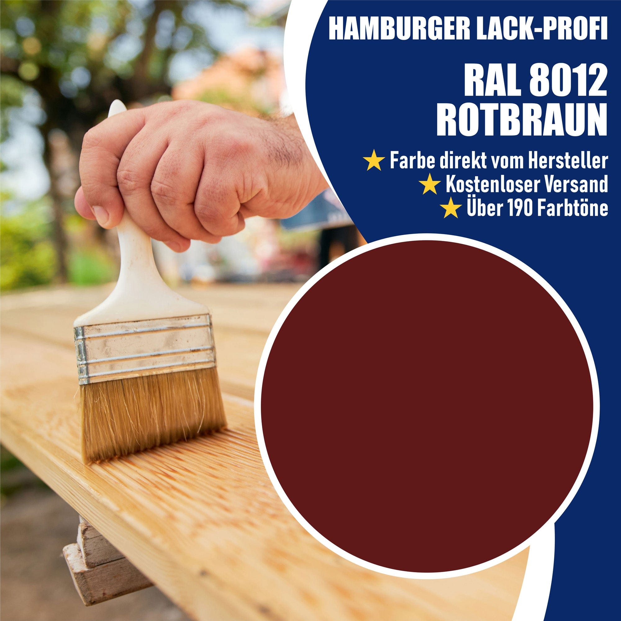 Hamburger Lack-Profi Lacke & Beschichtungen PU Holzschutzfarbe RAL 8012 Rotbraun - Wetterschutzfarbe