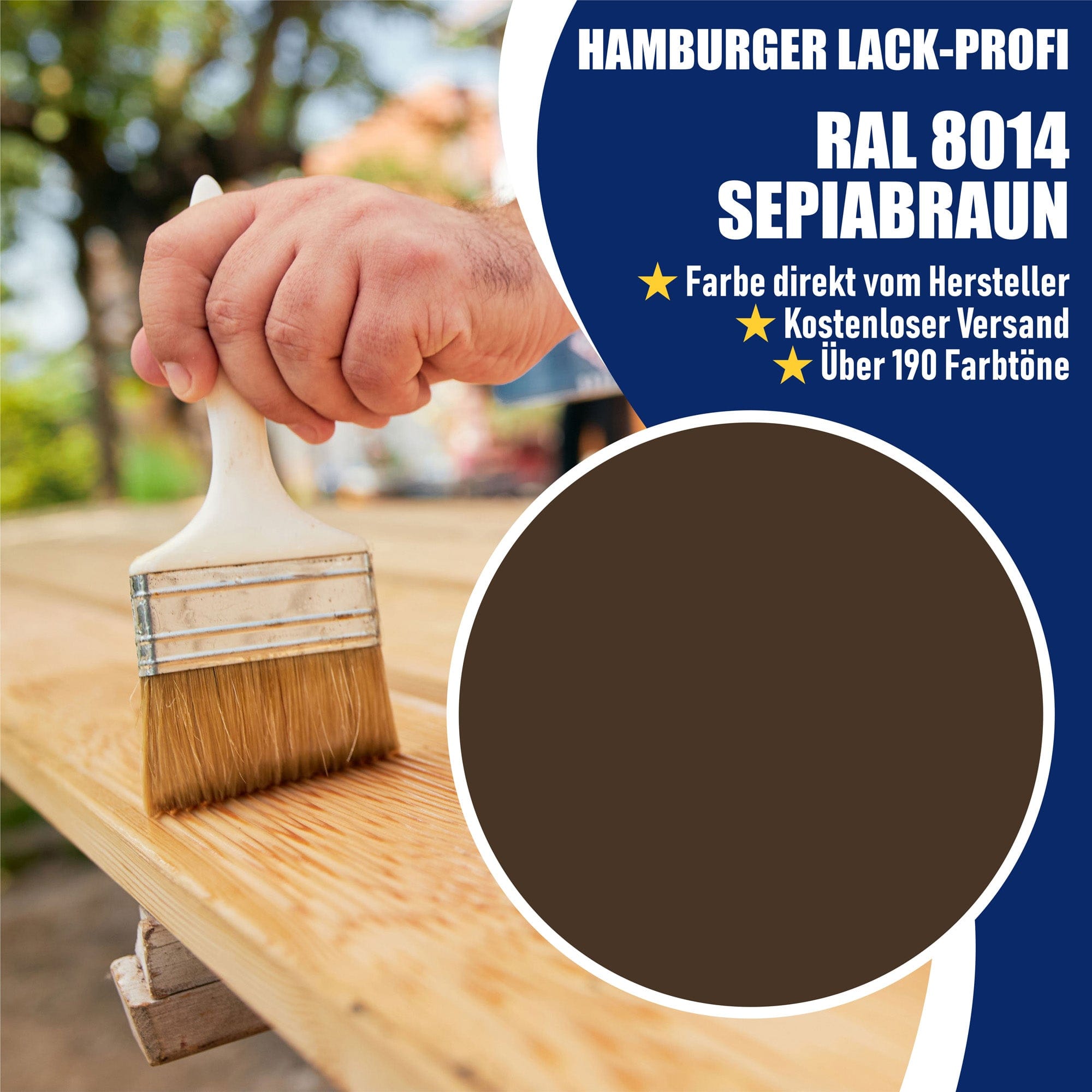 Hamburger Lack-Profi Lacke & Beschichtungen PU Holzschutzfarbe RAL 8014 Sepiabraun - Wetterschutzfarbe