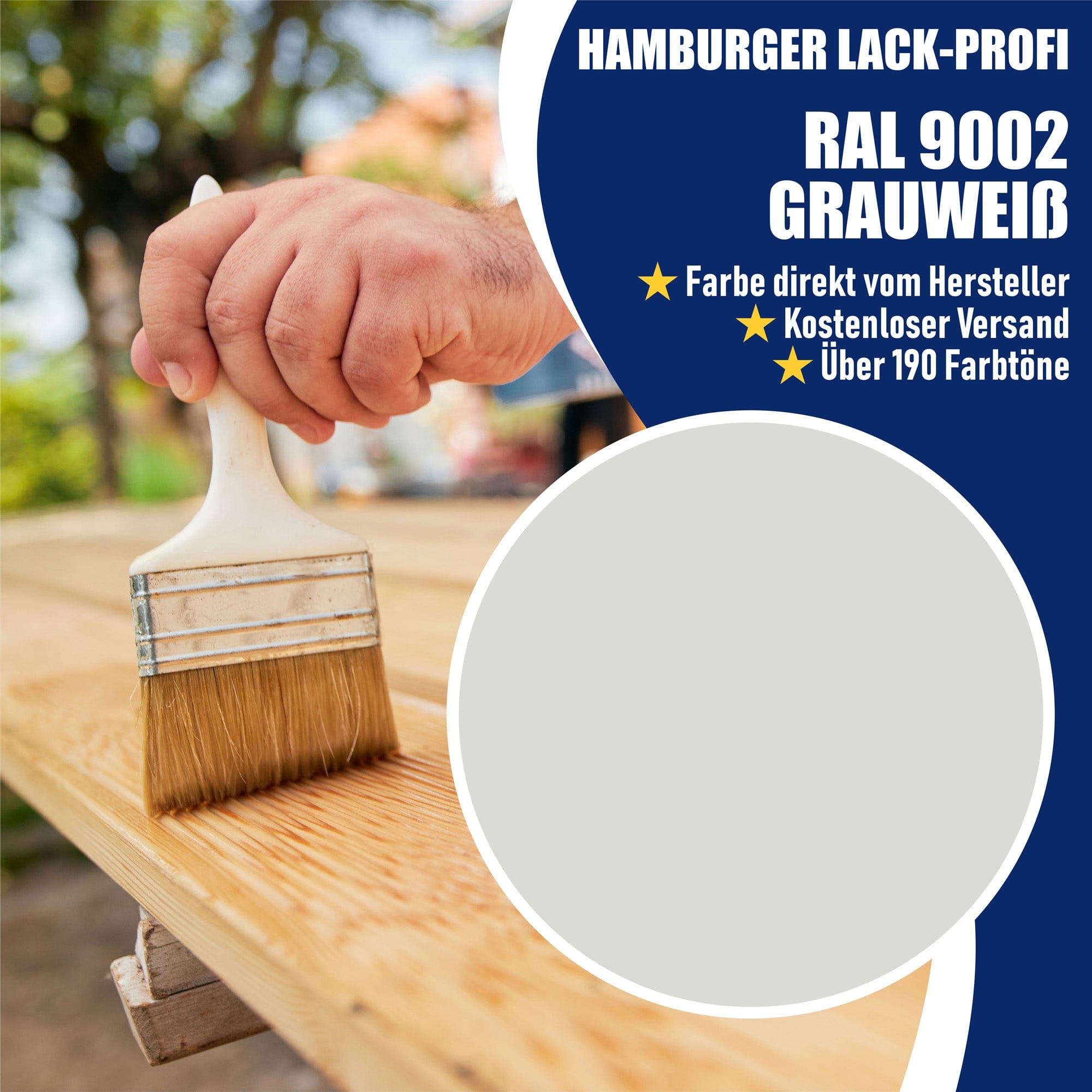 Hamburger Lack-Profi Lacke & Beschichtungen PU Holzschutzfarbe RAL 9002 Grauweiß - Wetterschutzfarbe