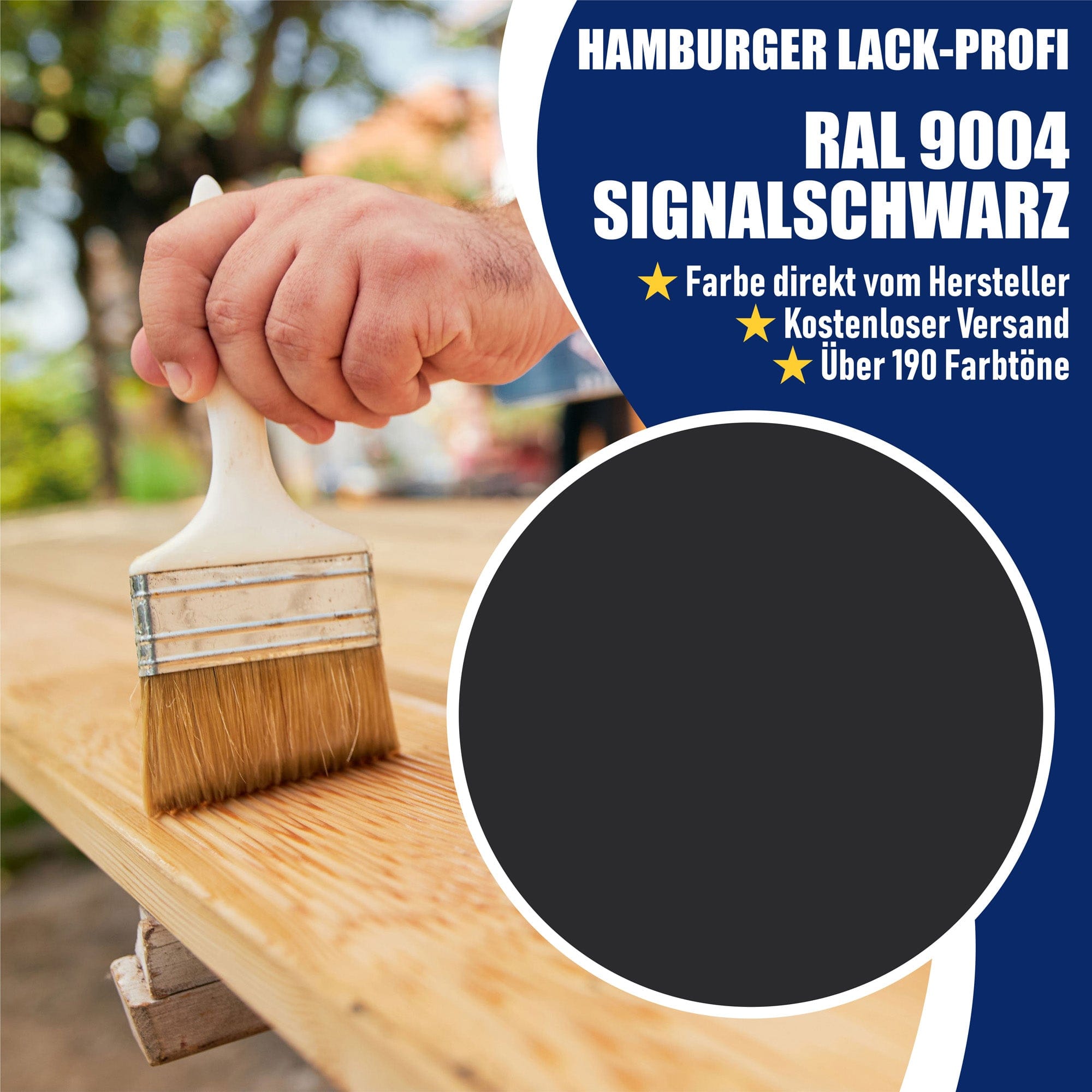 Hamburger Lack-Profi Lacke & Beschichtungen PU Holzschutzfarbe RAL 9004 Signalschwarz - Wetterschutzfarbe