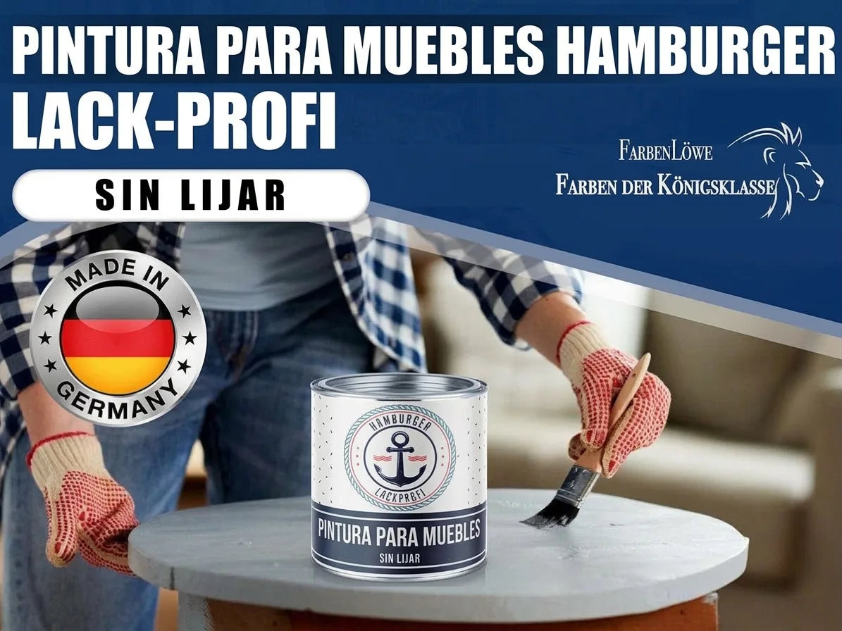 Persona pintando mesa con pintura para muebles Hamburger Lack-Profi (Hecho en Alemania, sin lijar).