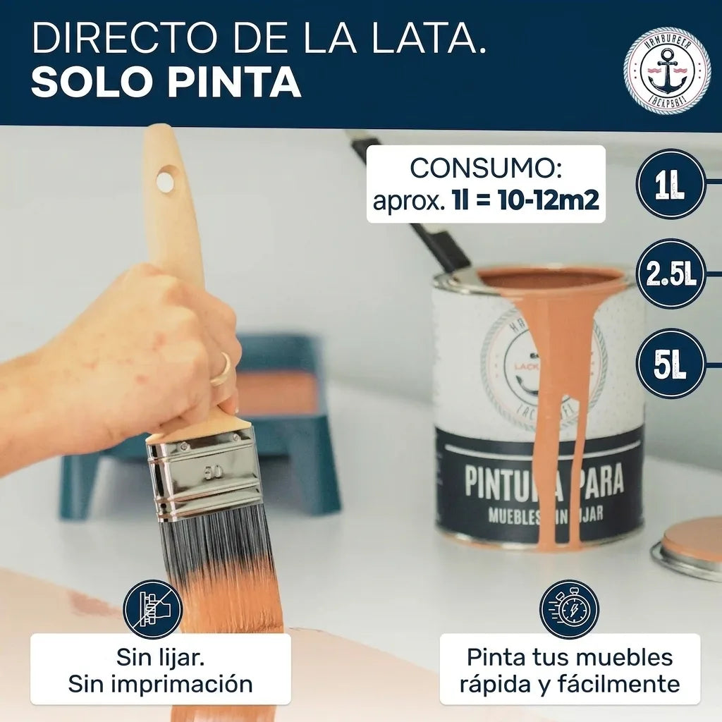 Mano pinta muebles con pintura fácil: directo del bote, sin lijar ni imprimar. Rendimiento y formatos disponibles.