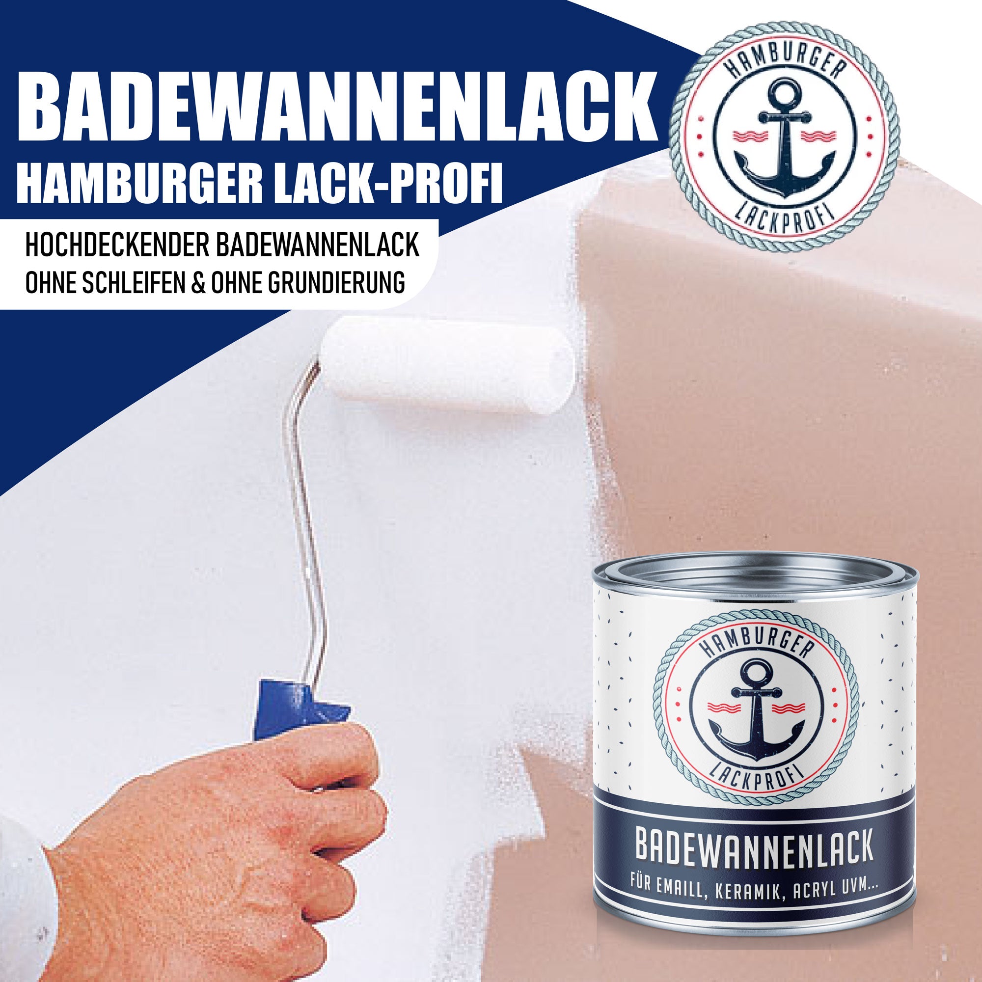 Hamburger Lack-Profi 2K Badewannenlack Verkehrsgrau A RAL 7042 - Glänzend / Seidenmatt / Matt