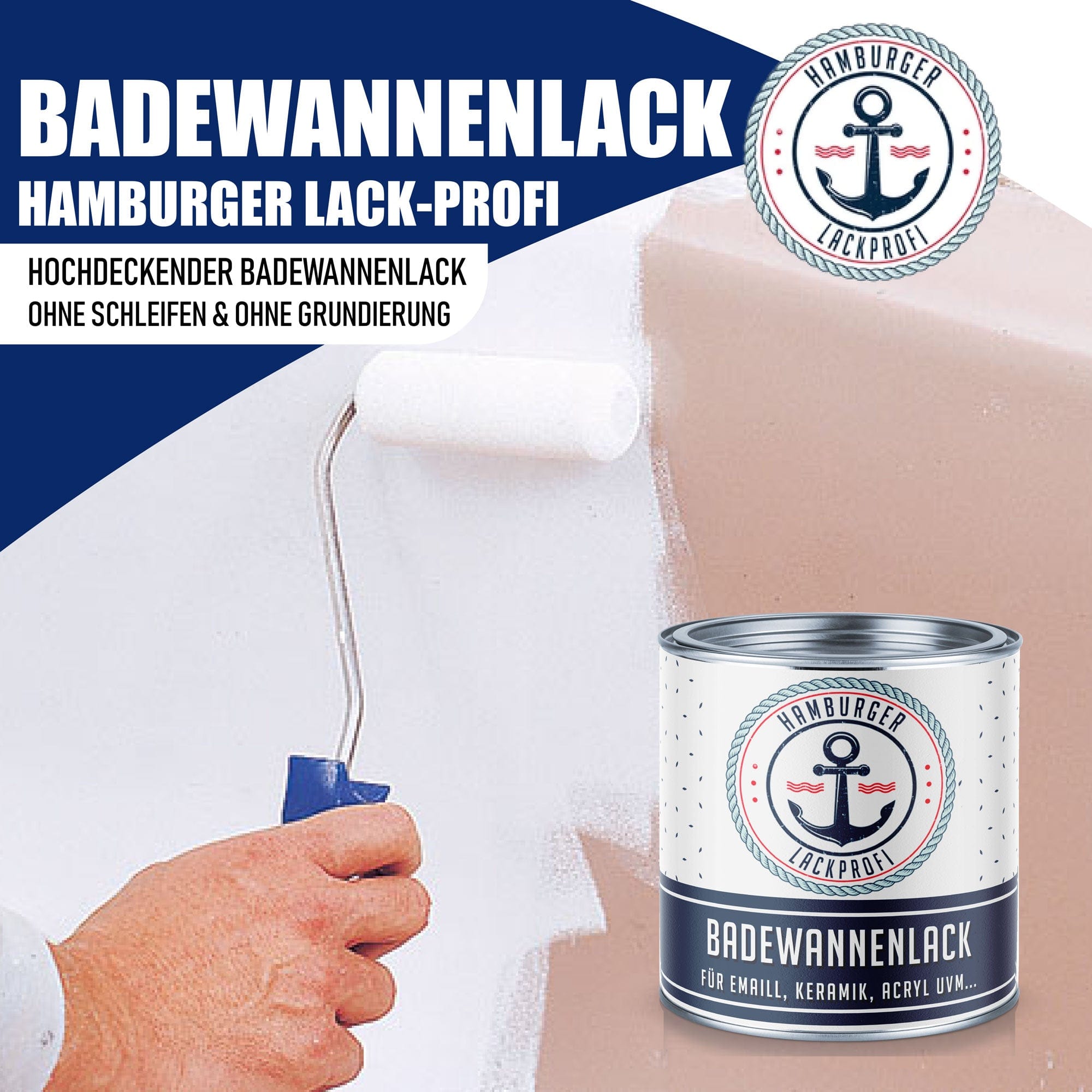 Hamburger Lack-Profi 2K Badewannenlack Grüngrau RAL 7009 - Glänzend / Seidenmatt / Matt