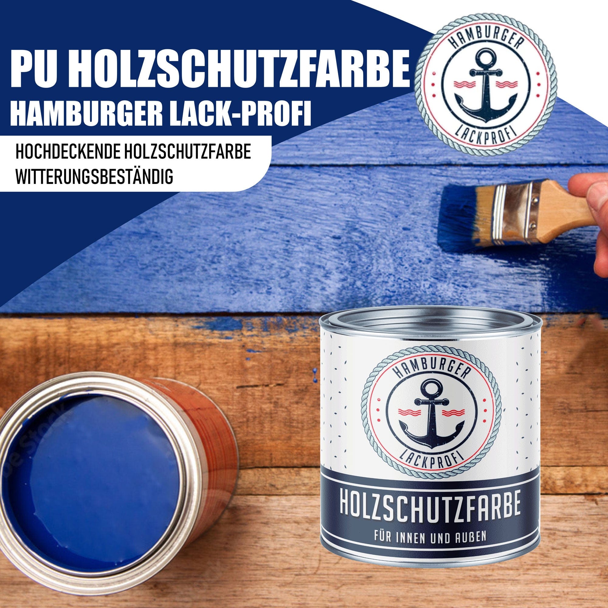 PU Holzschutzfarbe RAL 5014 Taubenblau - Wetterschutzfarbe - Hamburger Lack-Profi