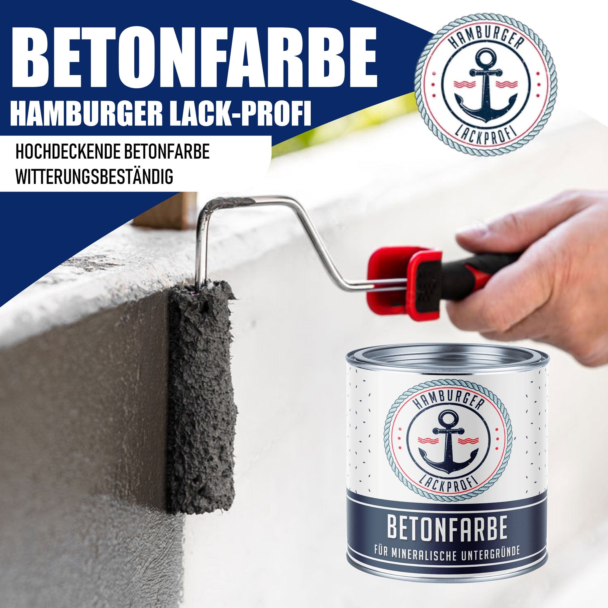 Hamburger Lack-Profi Betonfarbe Umbragrau RAL 7022 - hochdeckende Fassadenfarbe