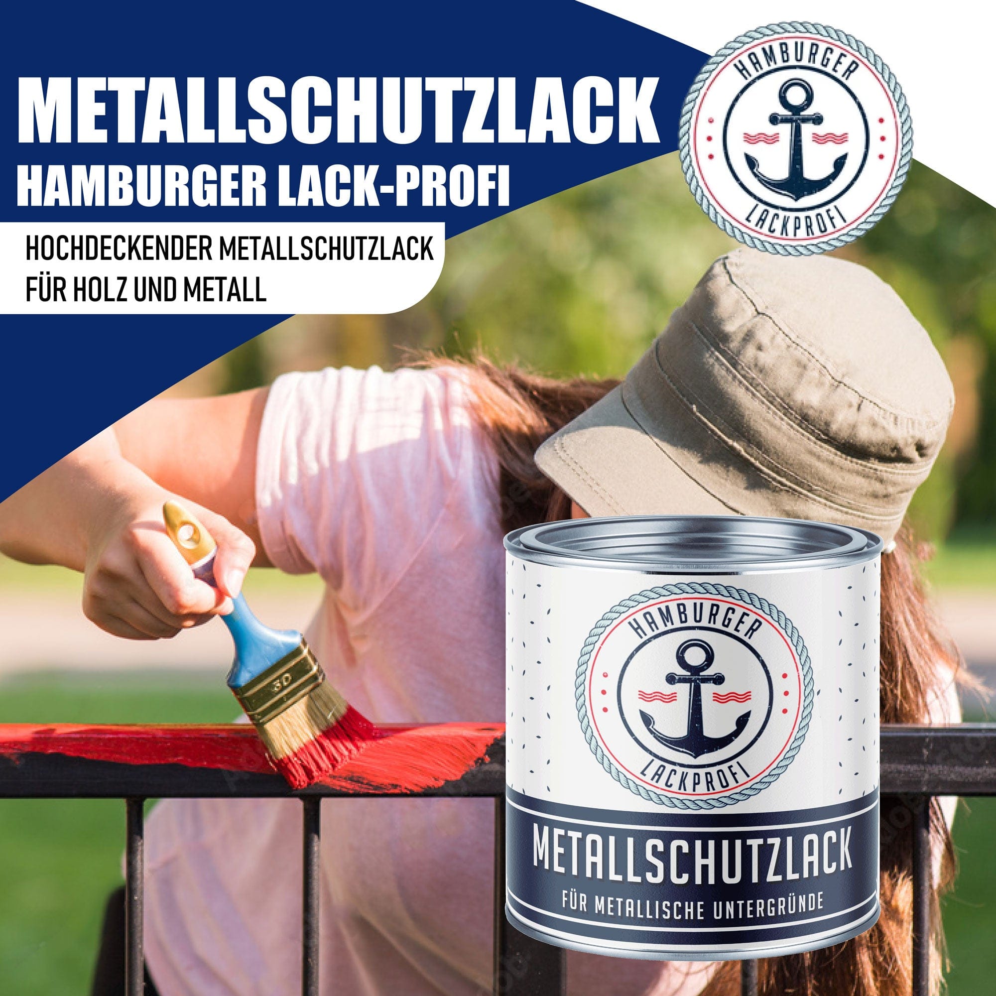 Hamburger Lack-Profi Metallschutzlack in Braungrau RAL 7013 mit Lackierset (X300) & Verdünnung (1 L) - 30% Sparangebot