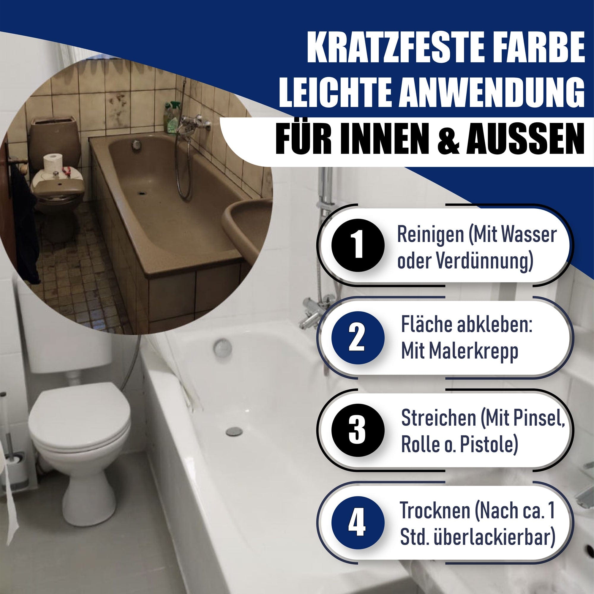 Hamburger Lack-Profi 2K Badewannenlack Grüngrau RAL 7009 - Glänzend / Seidenmatt / Matt