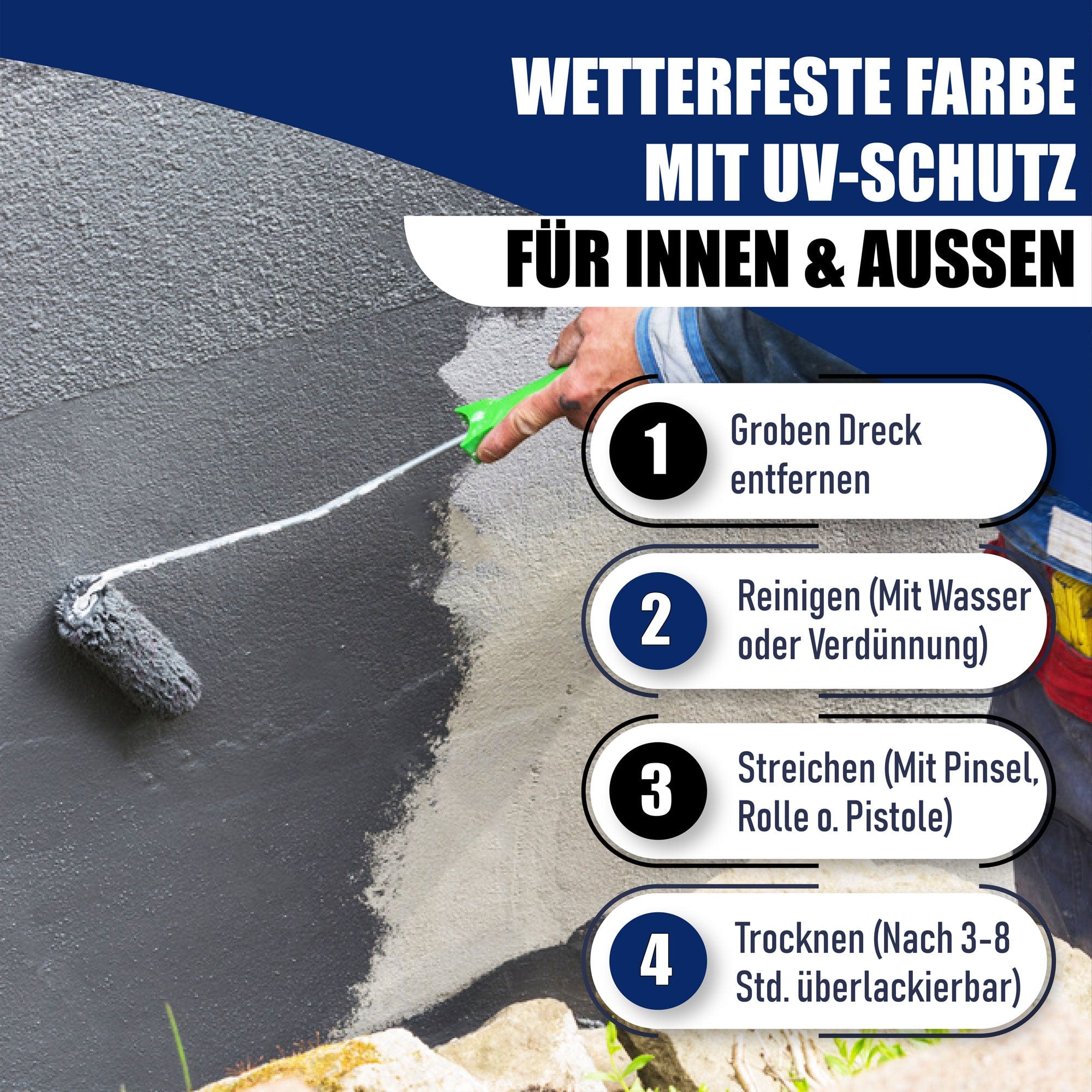 Hamburger Lack-Profi Betonfarbe Olivgrün RAL 6003 - hochdeckende Fassadenfarbe