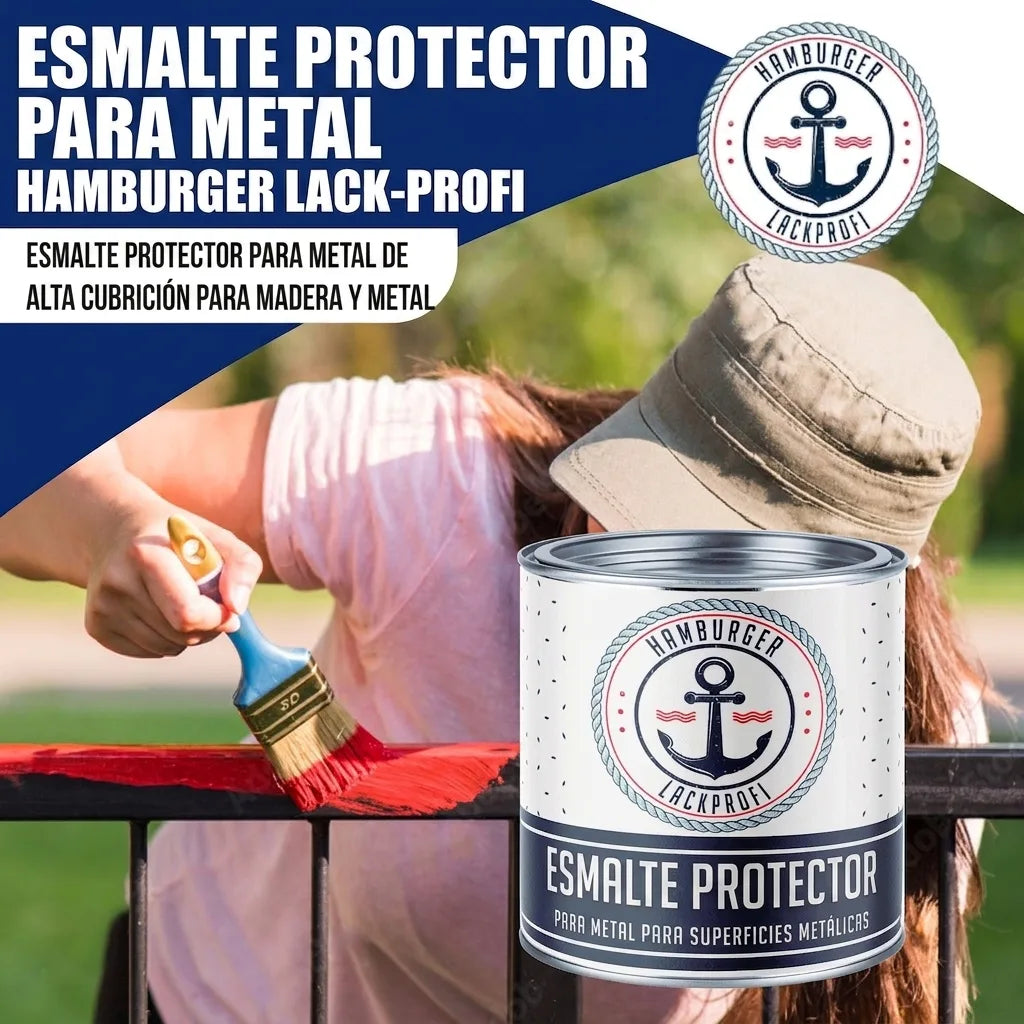 Hamburger Lack-Profi Metallschutzlack in Braungrau RAL 7013 mit Lackierset (X300) & Verdünnung (1 L) - 30% Sparangebot