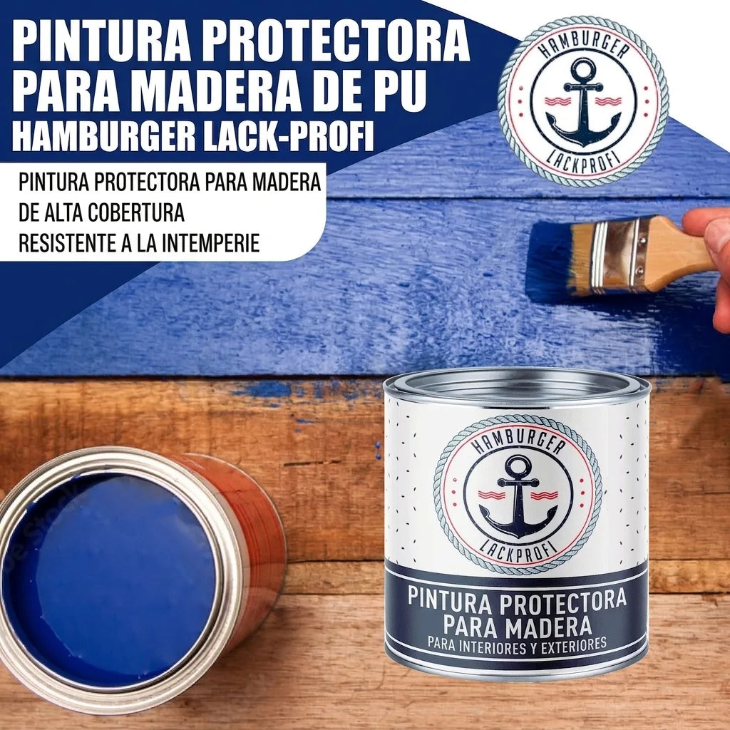PU Holzschutzfarbe RAL 5014 Taubenblau - Wetterschutzfarbe - Hamburger Lack-Profi