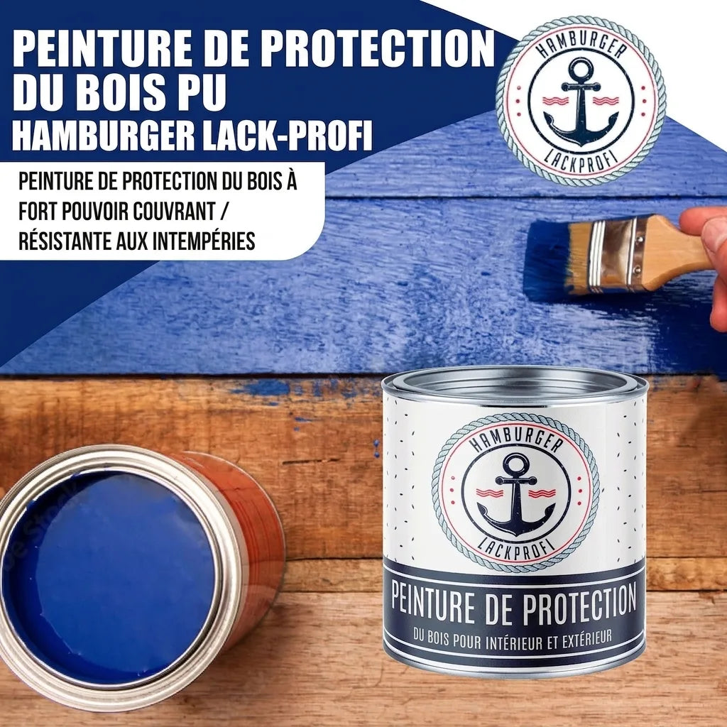 PU Holzschutzfarbe RAL 5014 Taubenblau - Wetterschutzfarbe - Hamburger Lack-Profi