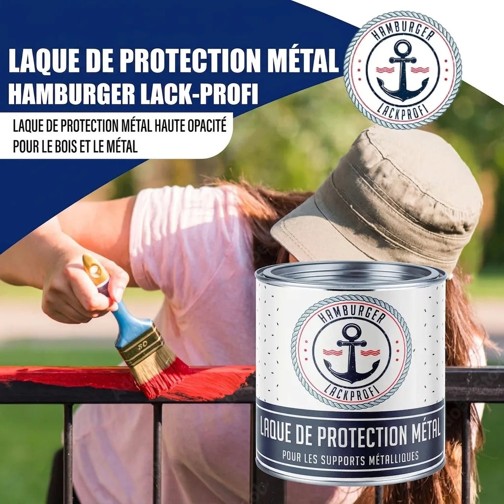 Hamburger Lack-Profi Metallschutzlack in Braungrau RAL 7013 mit Lackierset (X300) & Verdünnung (1 L) - 30% Sparangebot
